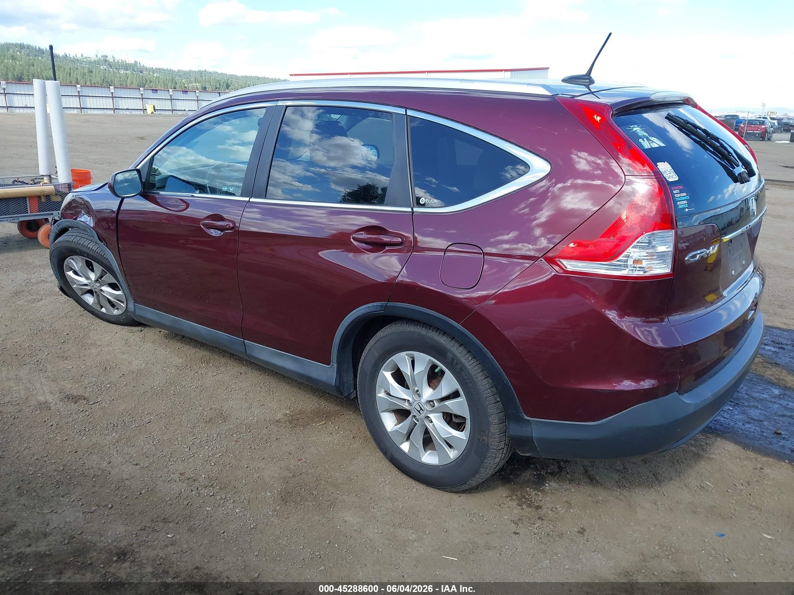 2012 Honda Cr-v Ex-l Burgundy vin: 5J6RM4H78CL028873