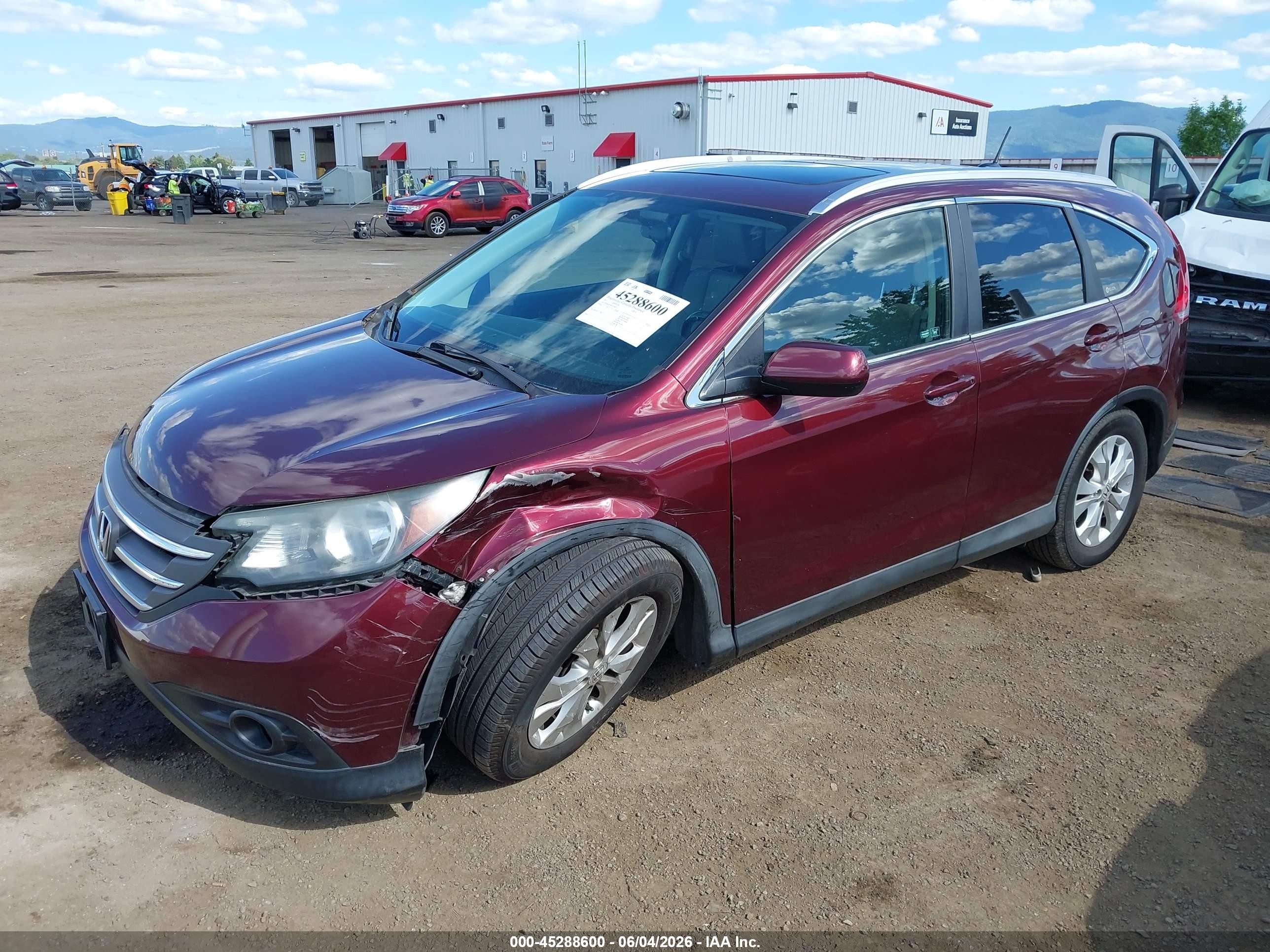 2012 Honda Cr-v Ex-l Burgundy vin: 5J6RM4H78CL028873