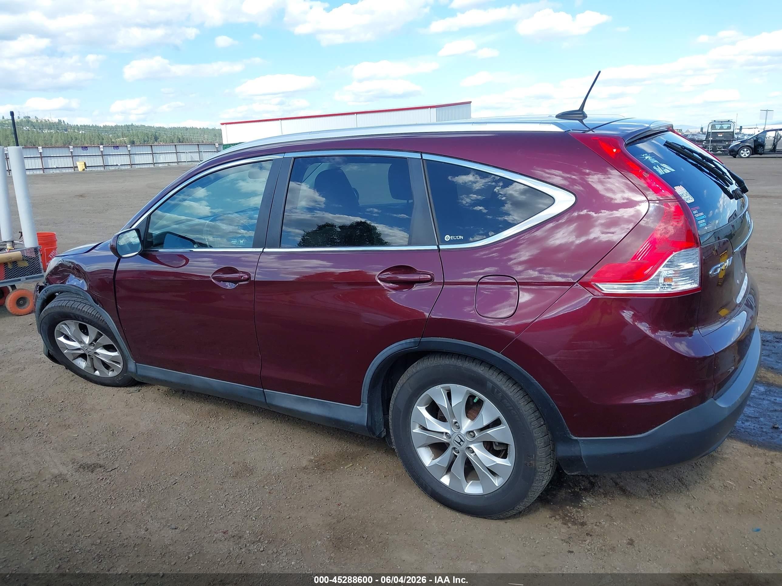 2012 Honda Cr-v Ex-l Burgundy vin: 5J6RM4H78CL028873