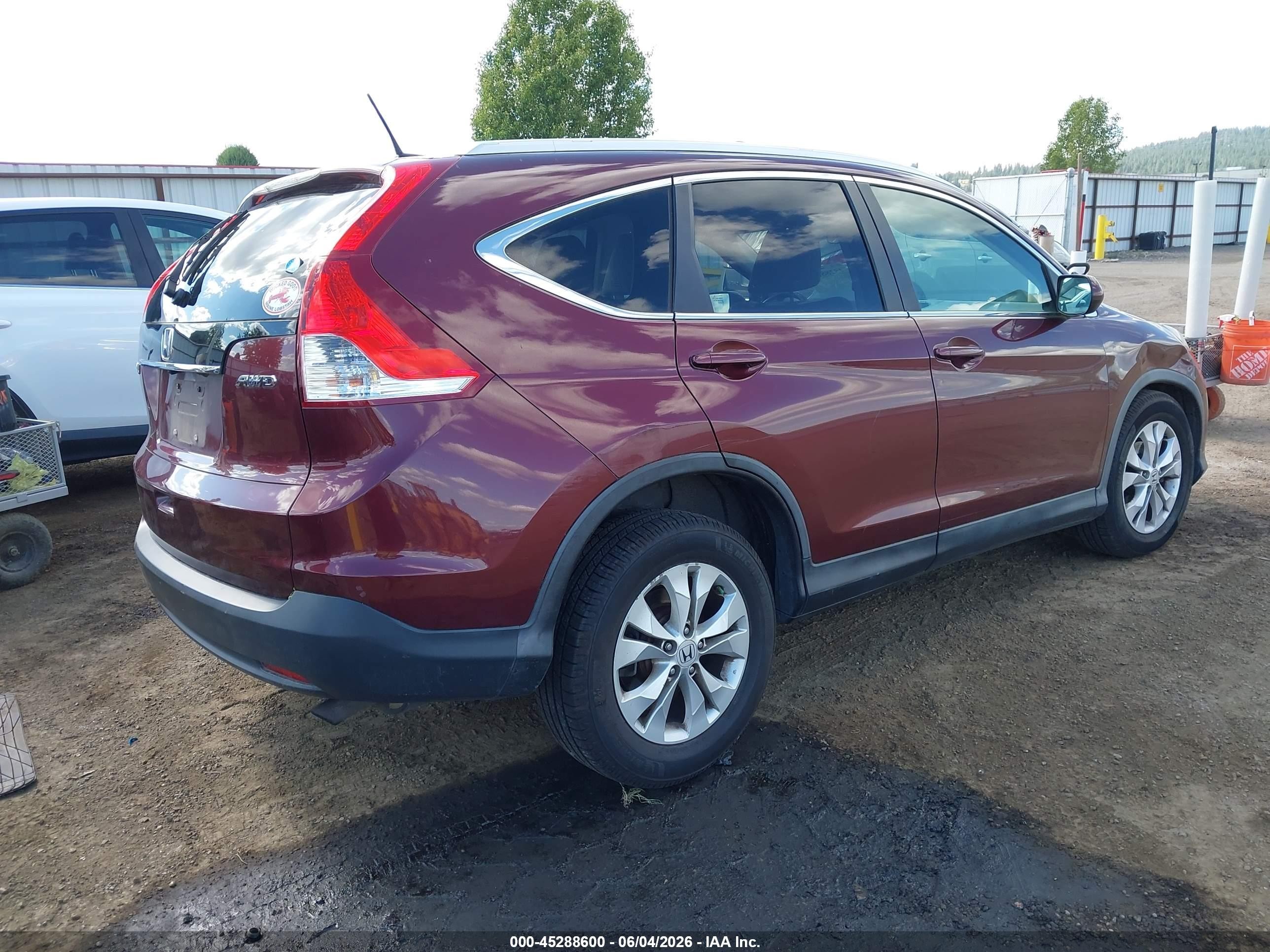 2012 Honda Cr-v Ex-l Burgundy vin: 5J6RM4H78CL028873