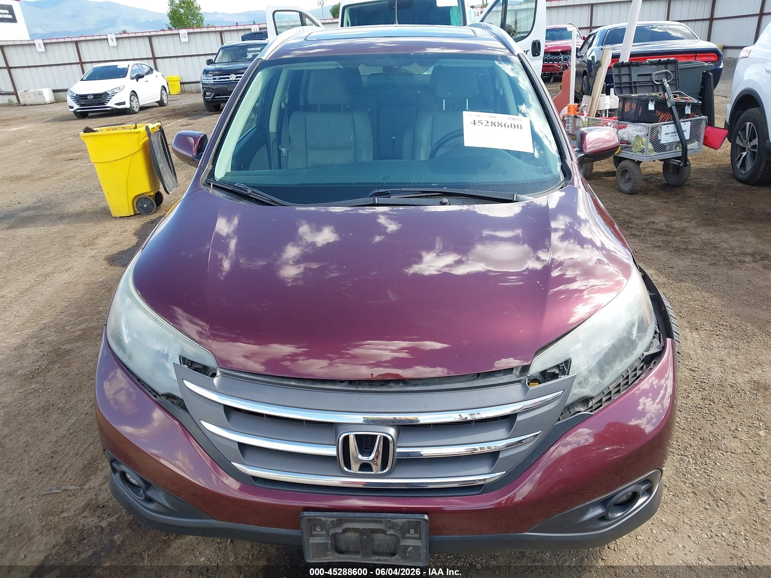 2012 Honda Cr-v Ex-l Burgundy vin: 5J6RM4H78CL028873