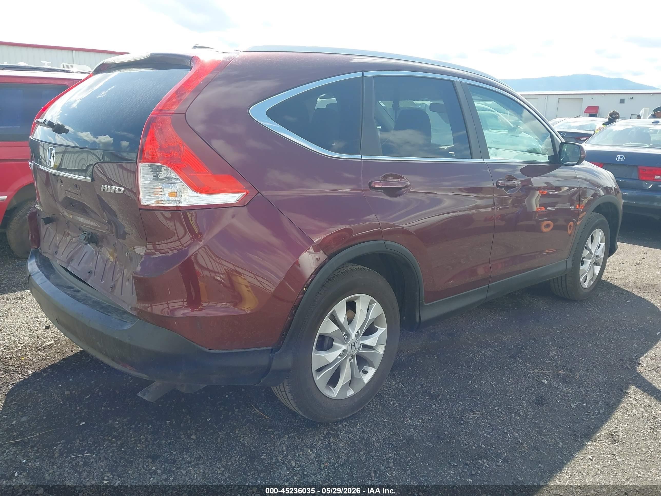 2012 Honda Cr-v Ex-l Maroon vin: 5J6RM4H78CL035063