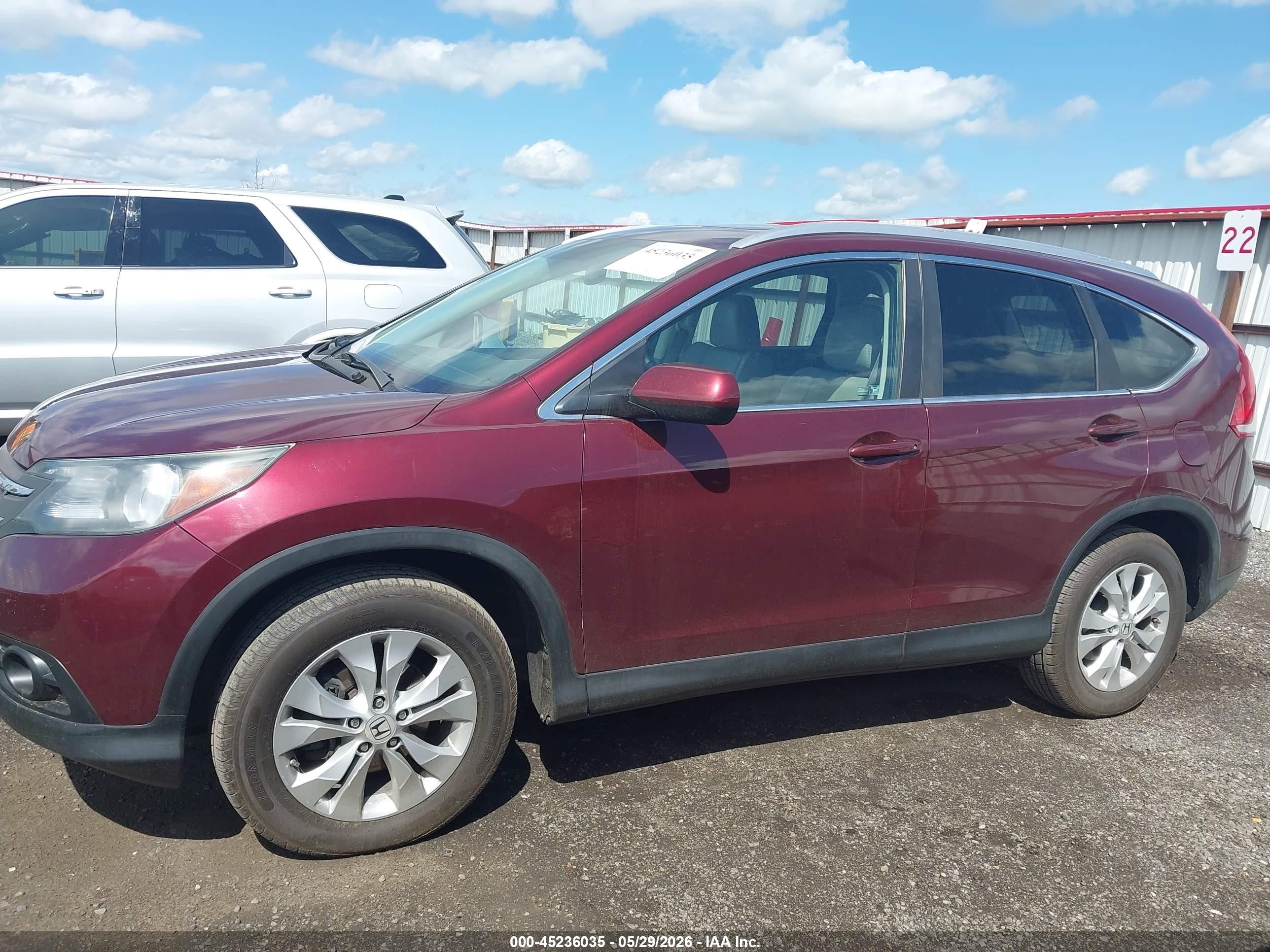 2012 Honda Cr-v Ex-l Maroon vin: 5J6RM4H78CL035063