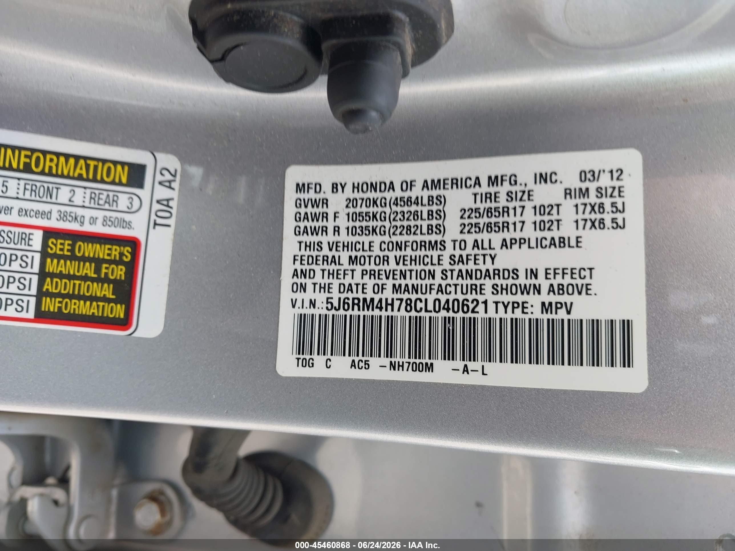 2012 Honda Cr-v Ex-l Silver vin: 5J6RM4H78CL040621