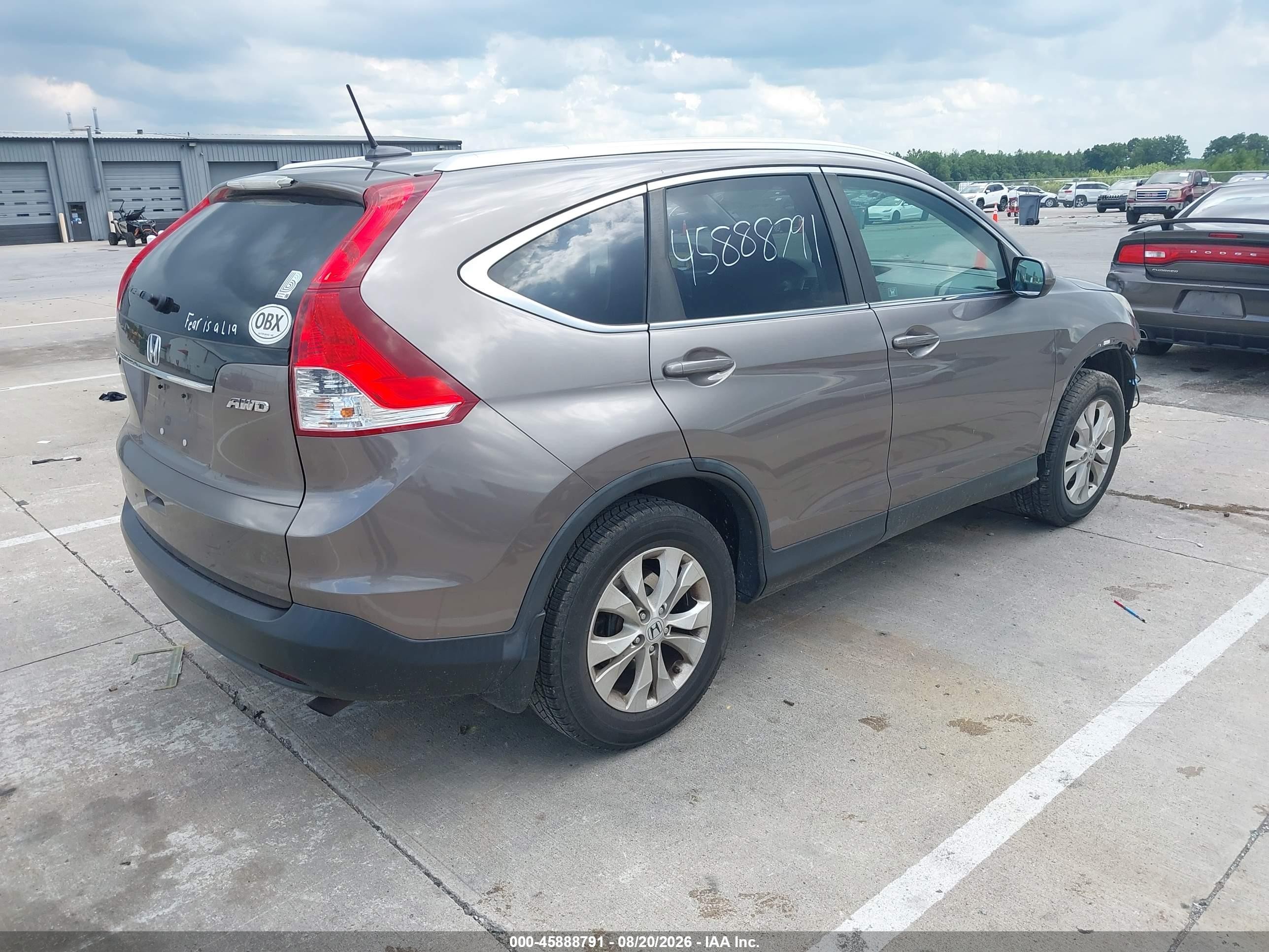 2012 Honda Cr-v Ex-l Brown vin: 5J6RM4H78CL054907