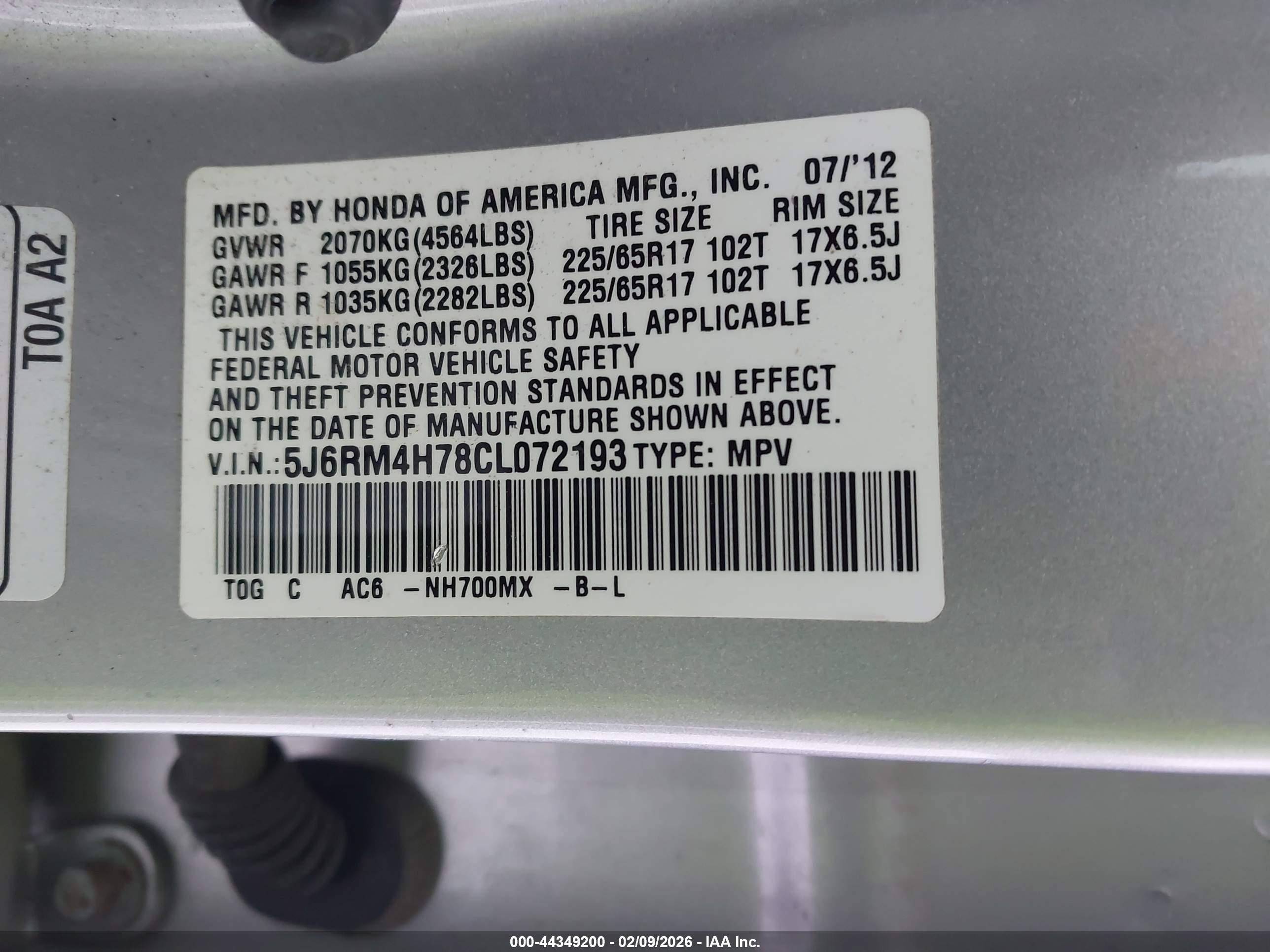 2012 Honda Cr-v Ex-l Gray vin: 5J6RM4H78CL072193