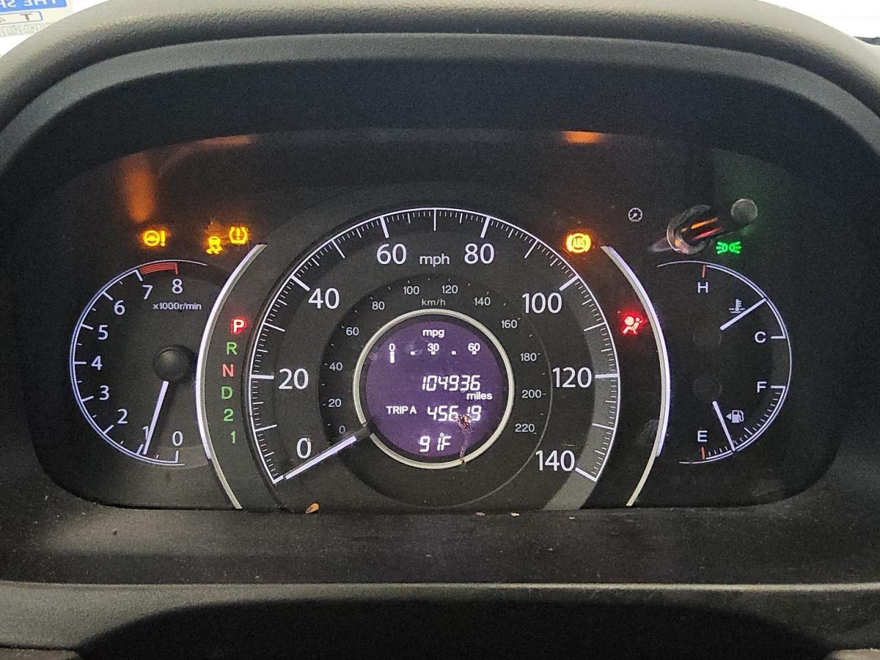 2013 Honda Cr-v Exl Tan vin: 5J6RM4H78DL021925 Damage: Warning Light - Abs, On, Unacceptable