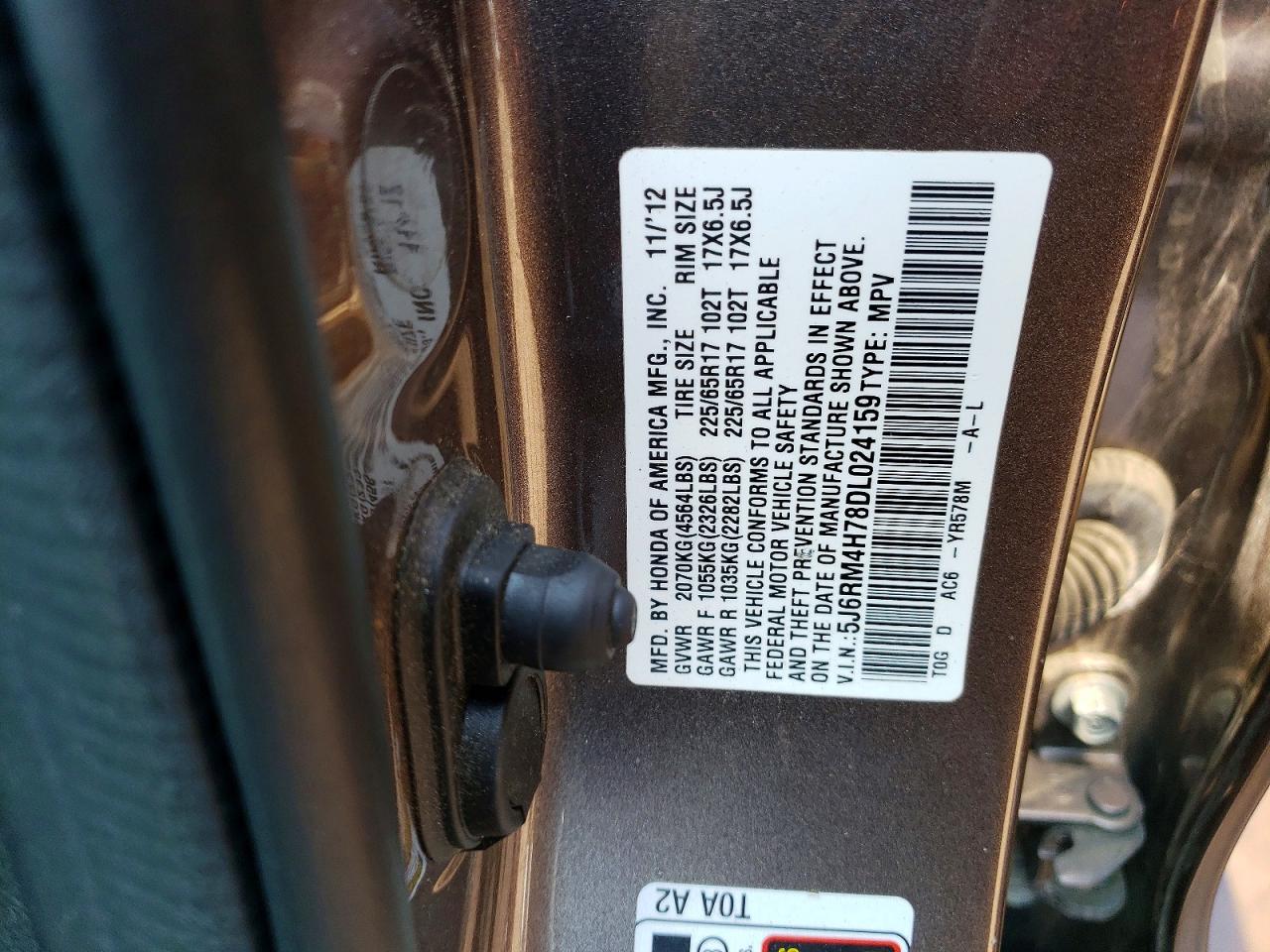 2013 Honda Cr-v Exl Gray vin: 5J6RM4H78DL024159