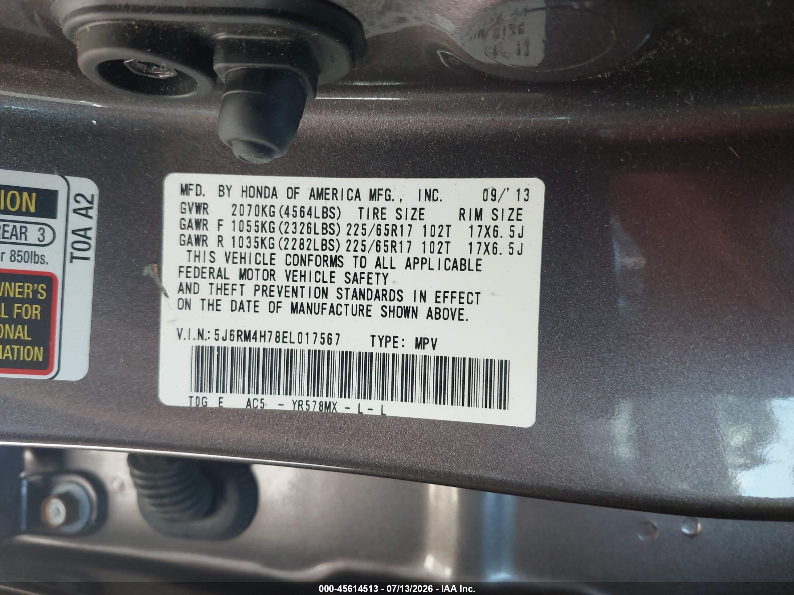2014 Honda Cr-v Ex-l Brown vin: 5J6RM4H78EL017567