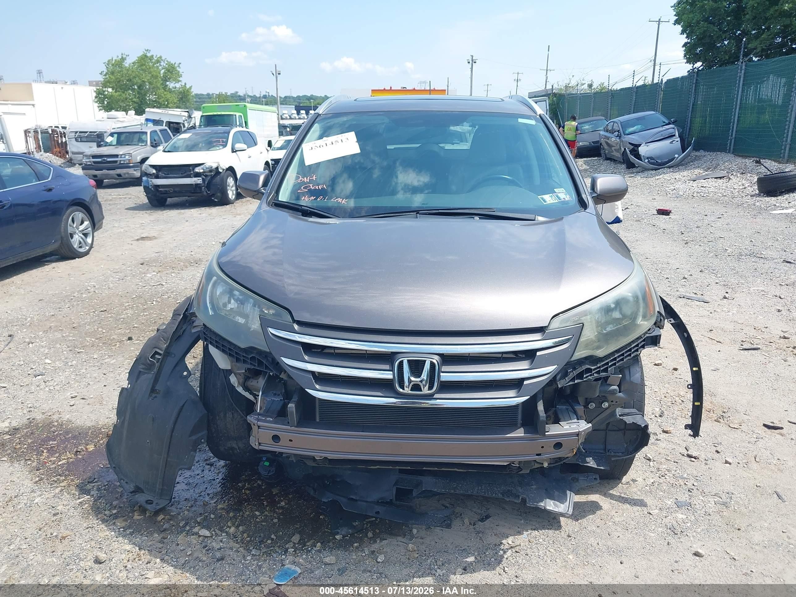 2014 Honda Cr-v Ex-l Brown vin: 5J6RM4H78EL017567