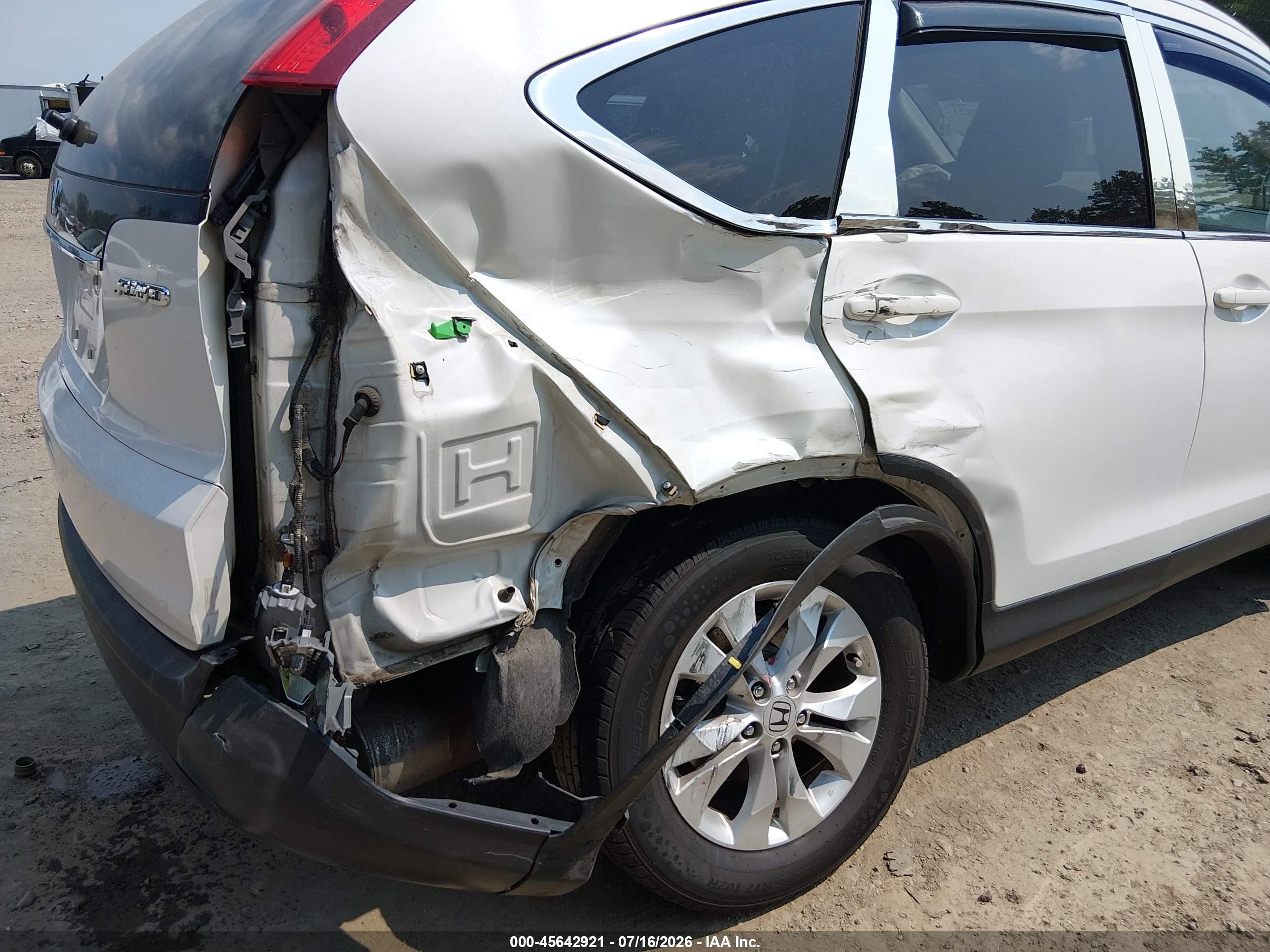 2014 Honda Cr-v Ex-l White vin: 5J6RM4H78EL019206