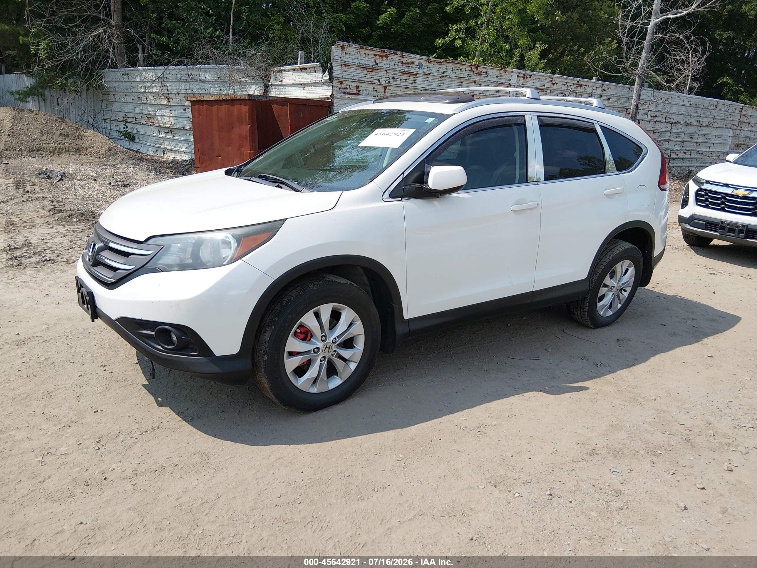 2014 Honda Cr-v Ex-l White vin: 5J6RM4H78EL019206