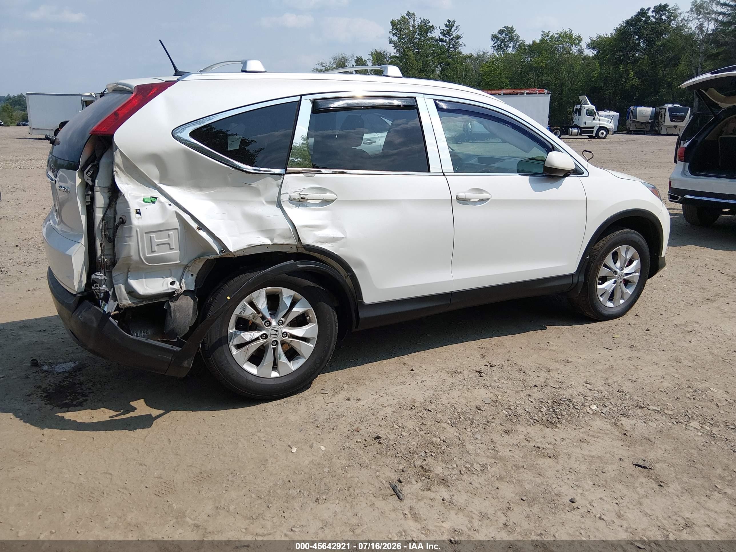 2014 Honda Cr-v Ex-l White vin: 5J6RM4H78EL019206