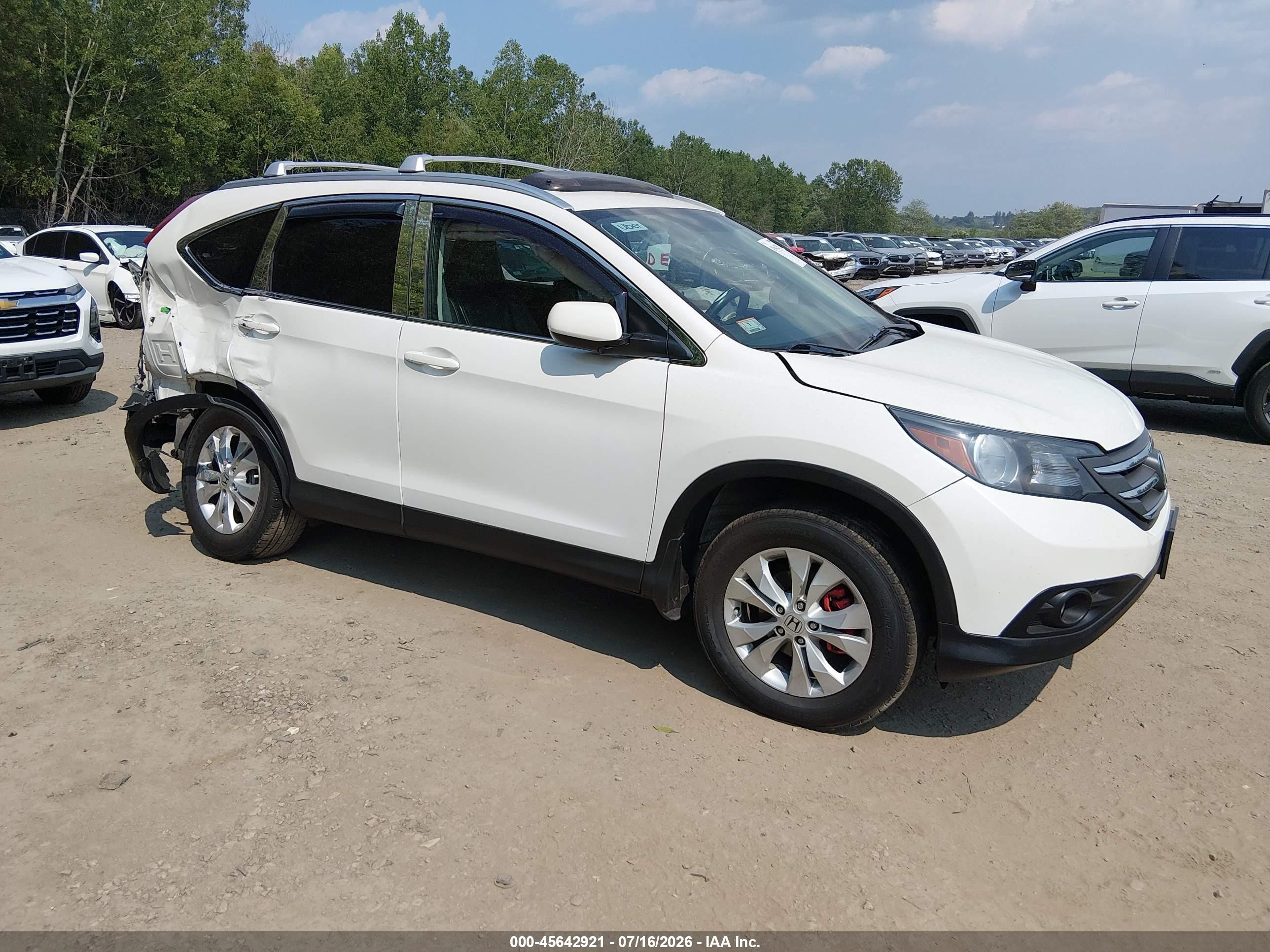 2014 Honda Cr-v Ex-l White vin: 5J6RM4H78EL019206