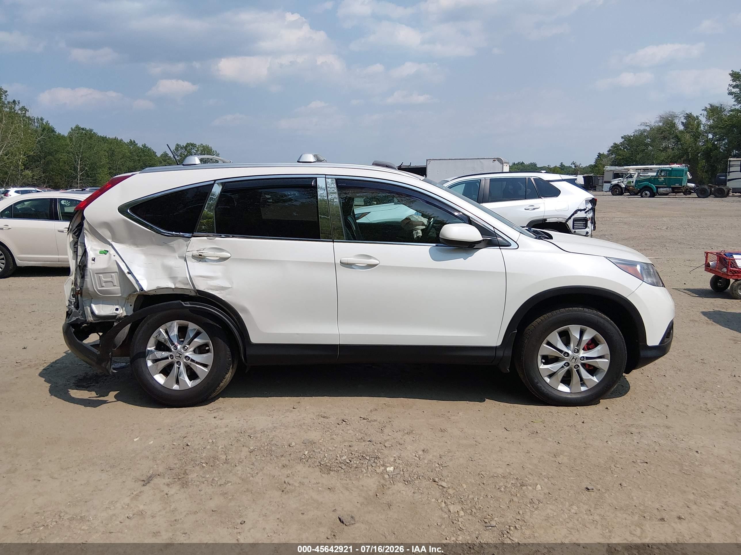 2014 Honda Cr-v Ex-l White vin: 5J6RM4H78EL019206