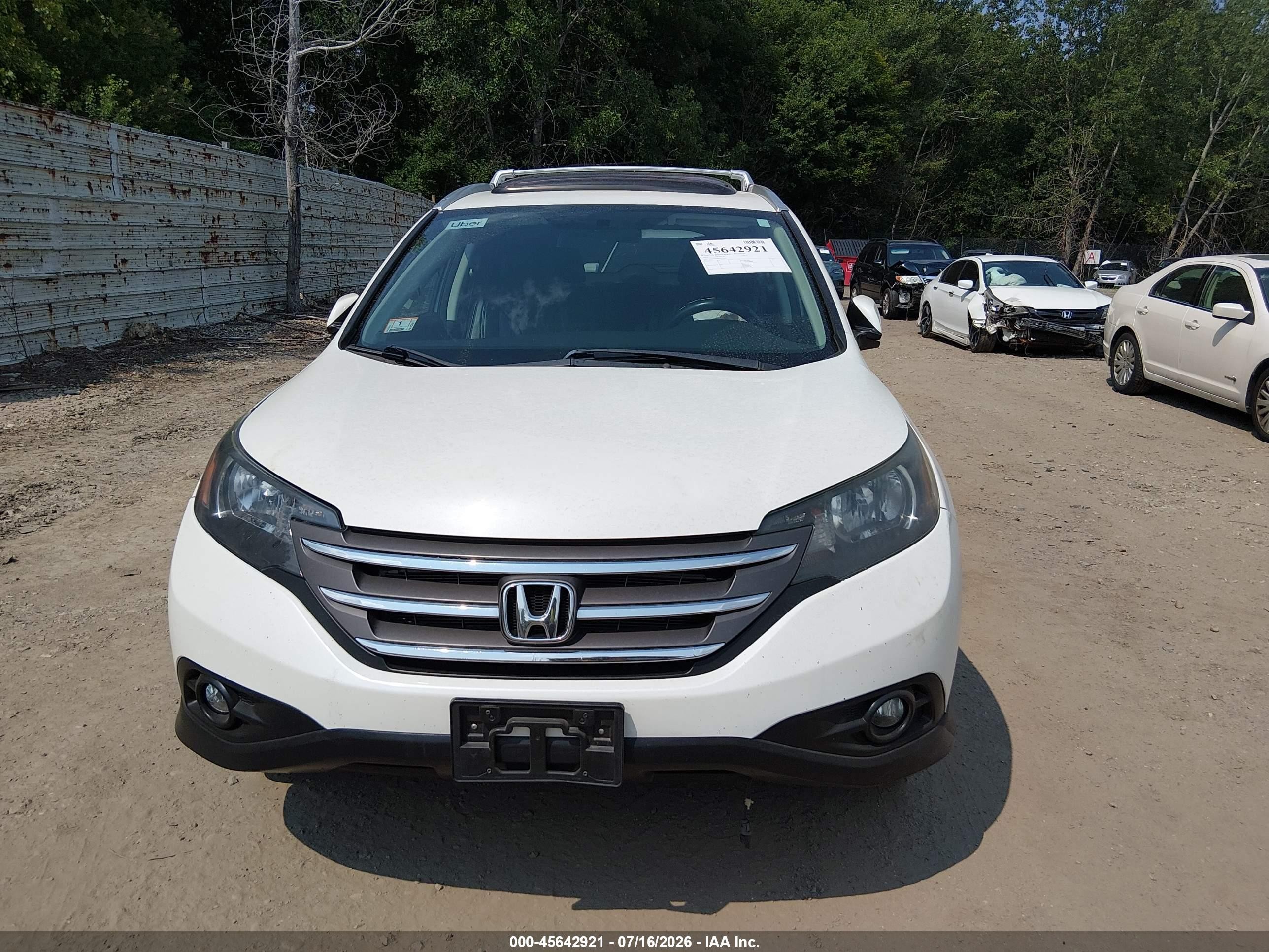 2014 Honda Cr-v Ex-l White vin: 5J6RM4H78EL019206