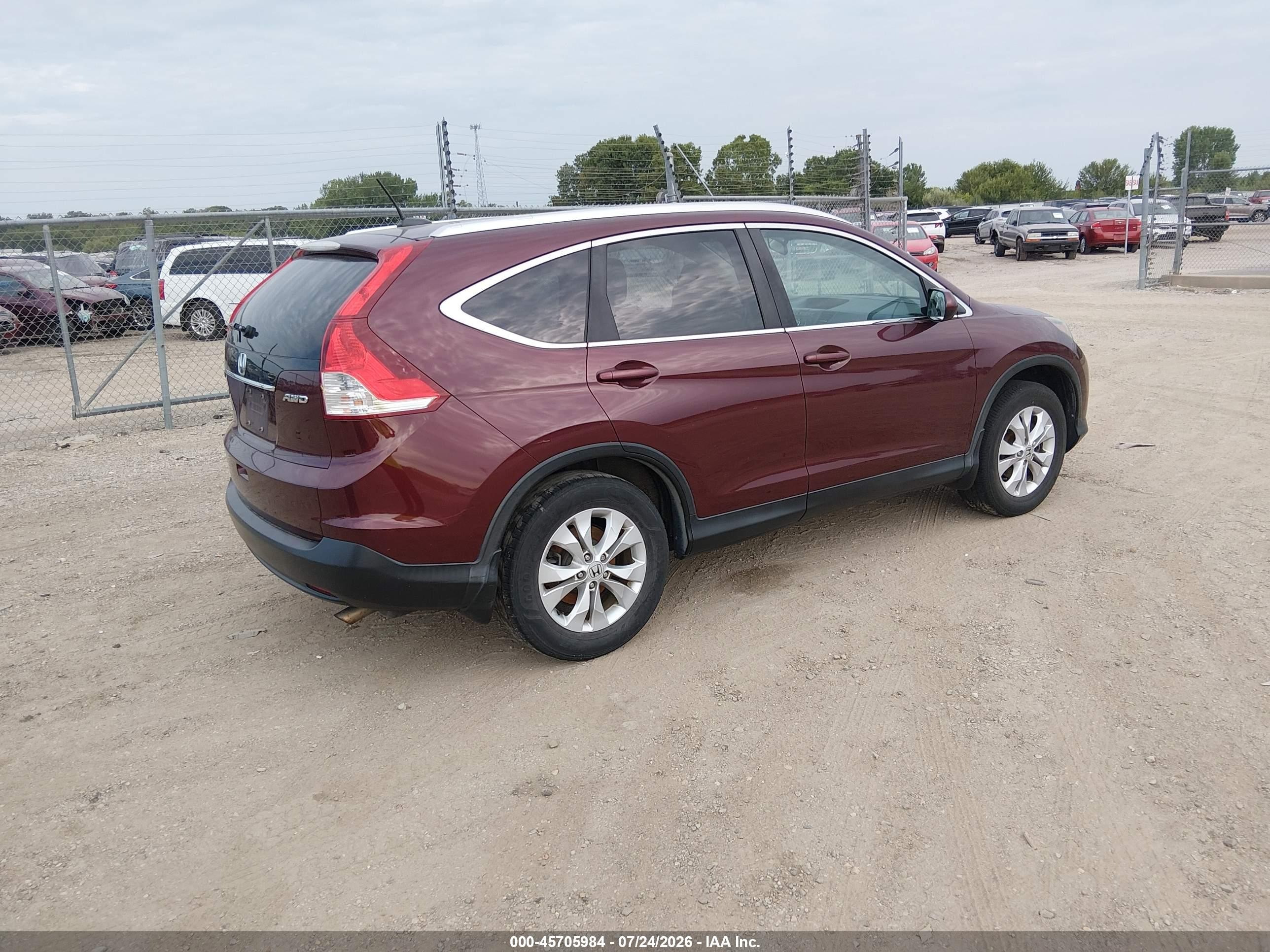 2014 Honda Cr-v Ex-l Red vin: 5J6RM4H78EL025281