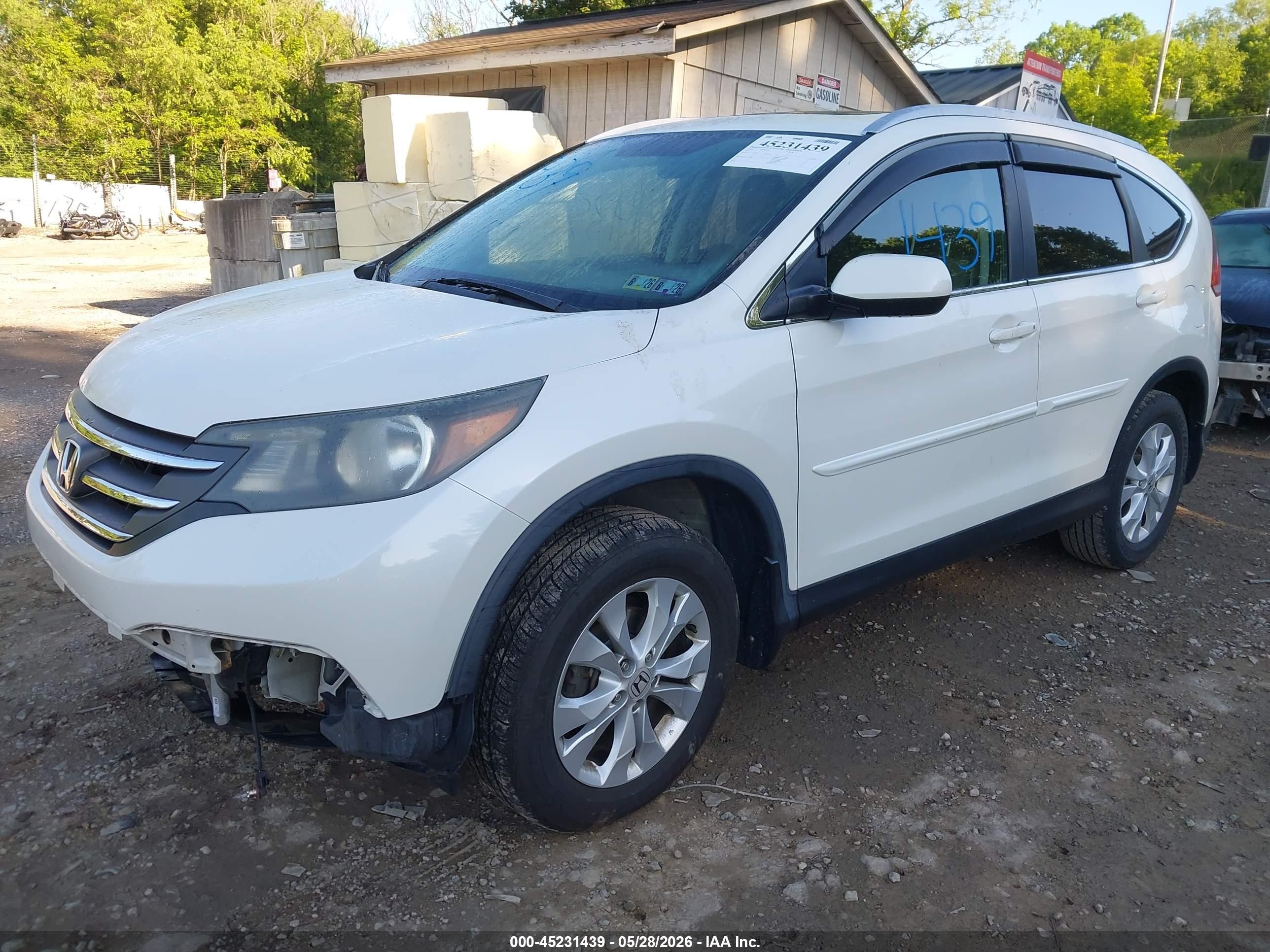 2014 Honda Cr-v Ex-l White vin: 5J6RM4H78EL044686