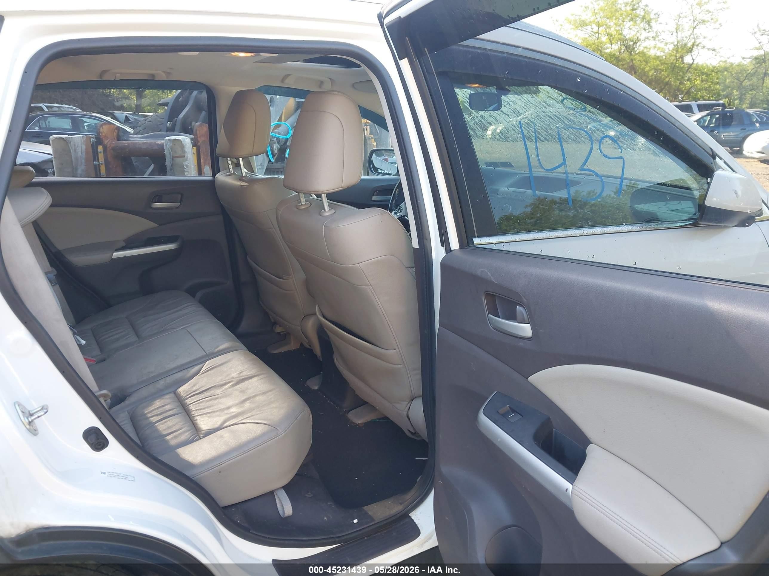 2014 Honda Cr-v Ex-l White vin: 5J6RM4H78EL044686