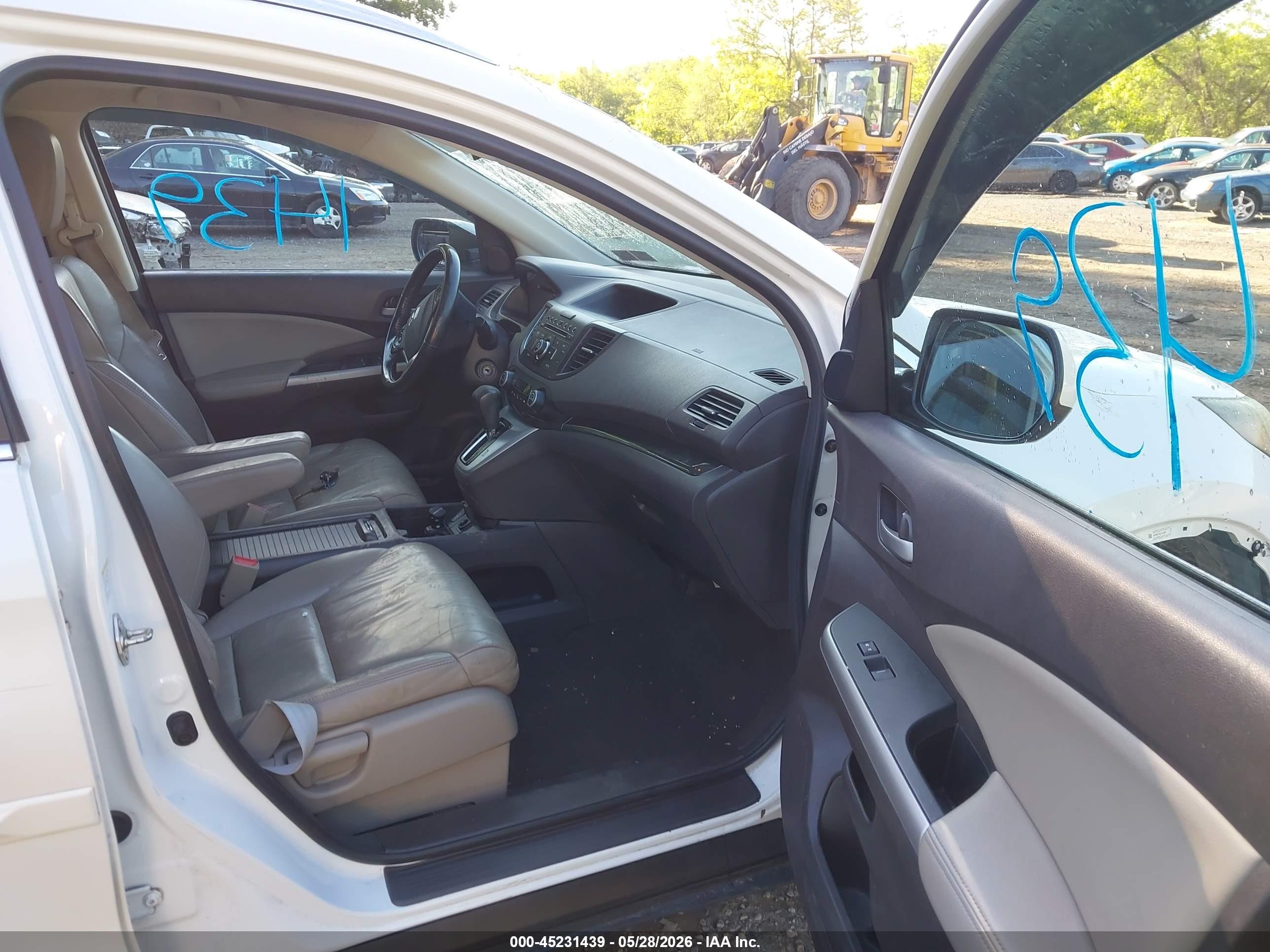2014 Honda Cr-v Ex-l White vin: 5J6RM4H78EL044686