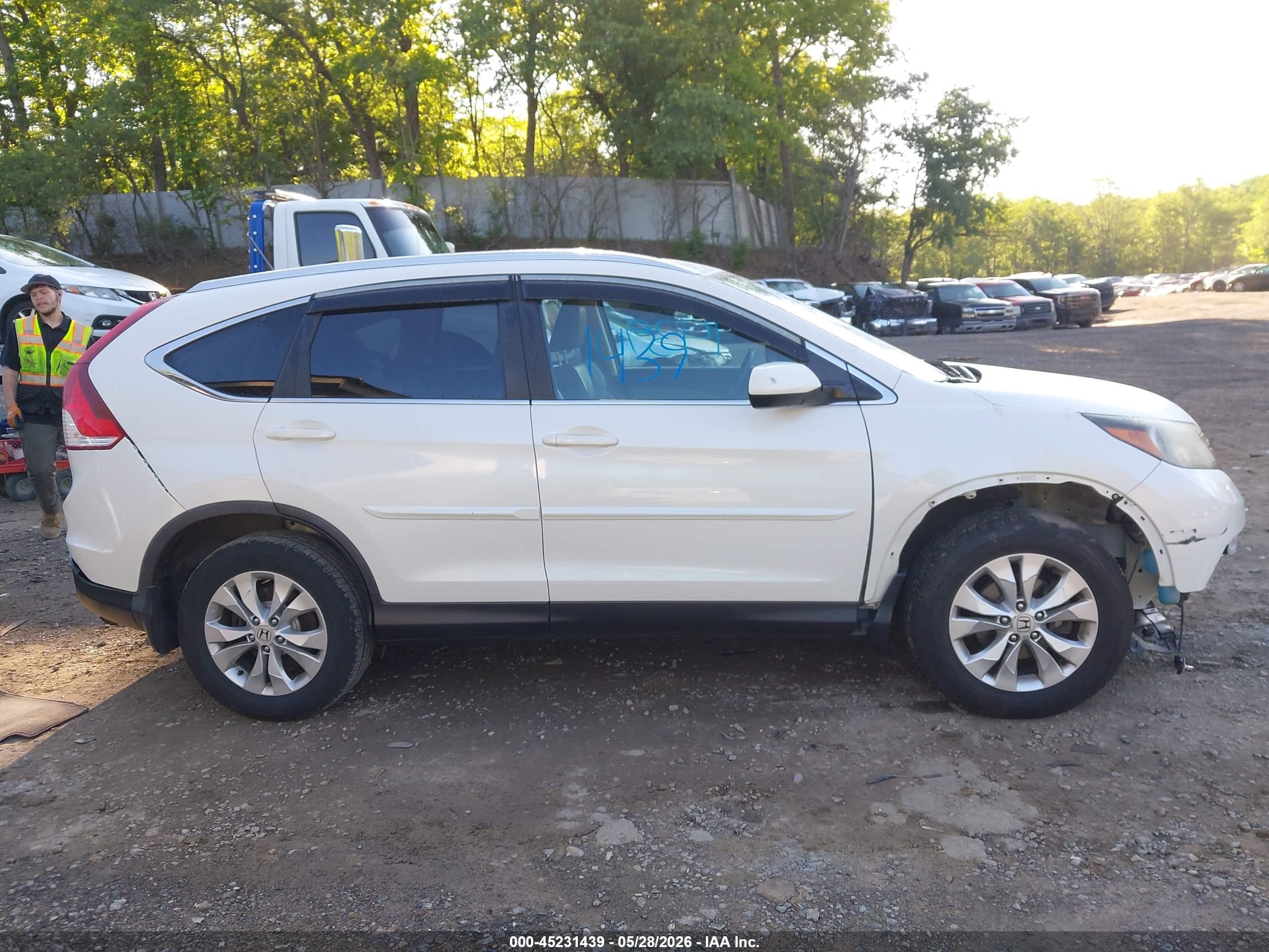 2014 Honda Cr-v Ex-l White vin: 5J6RM4H78EL044686
