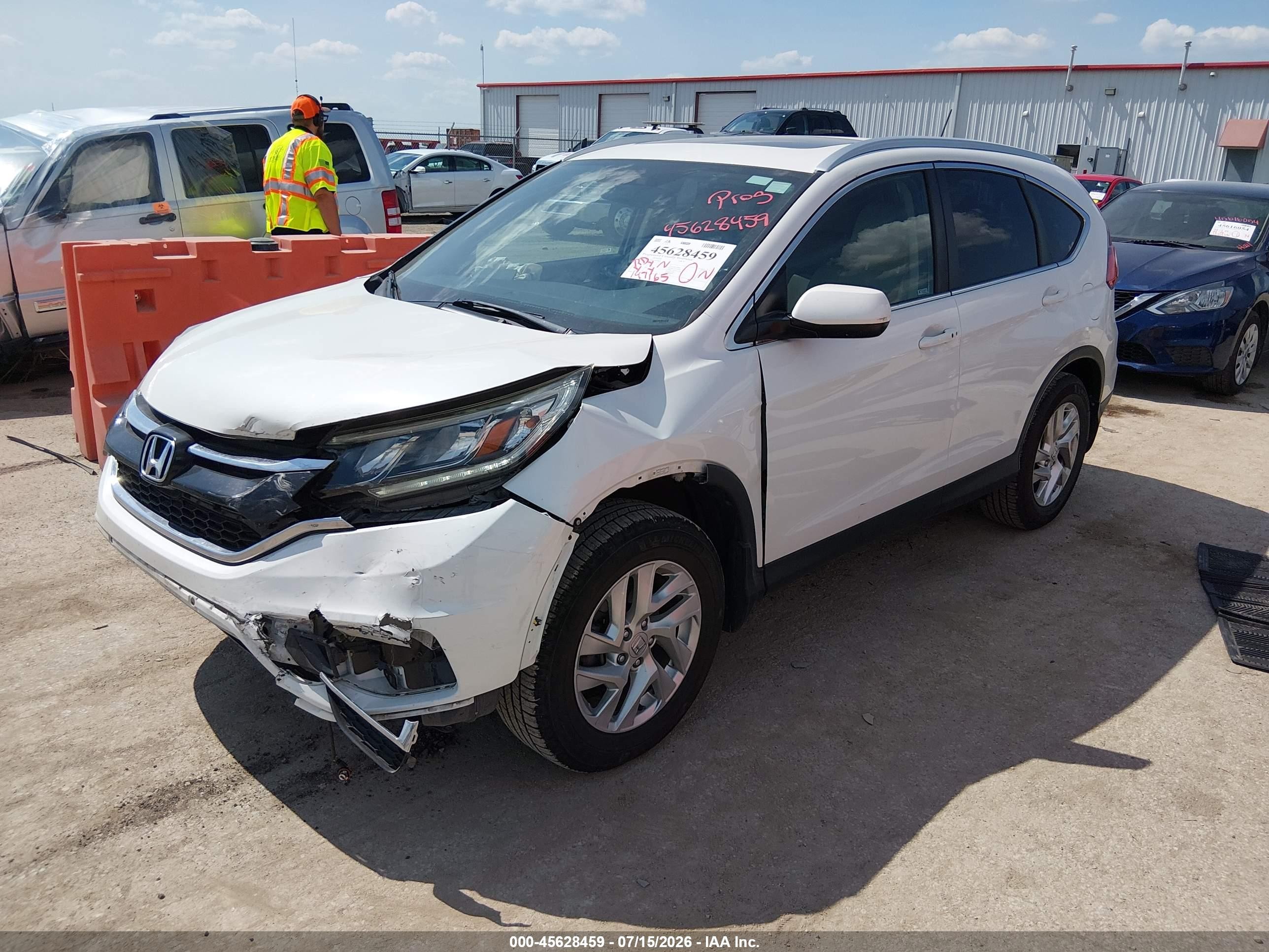2015 Honda Cr-v Ex-l White vin: 5J6RM4H78FL002682