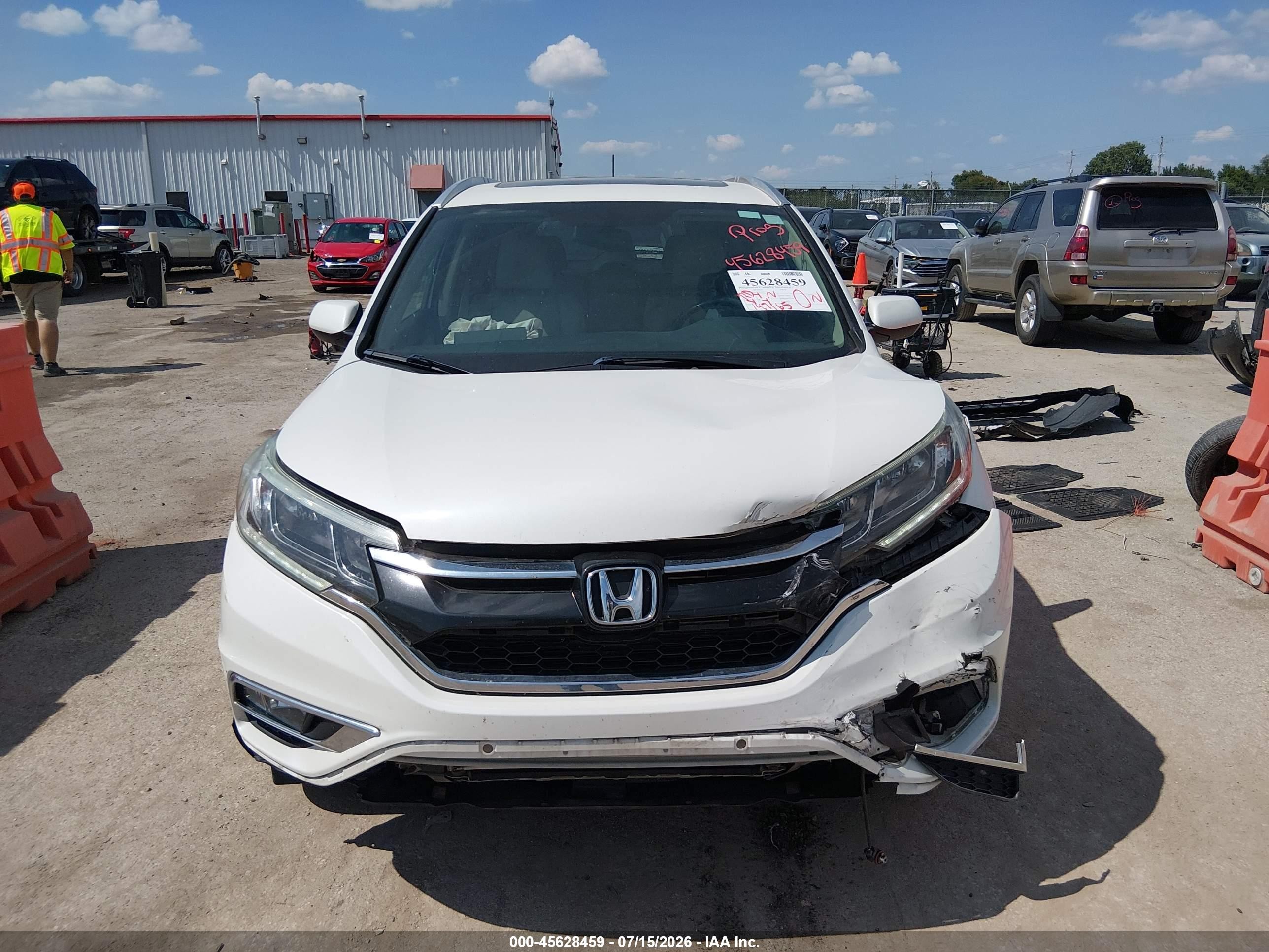 2015 Honda Cr-v Ex-l White vin: 5J6RM4H78FL002682