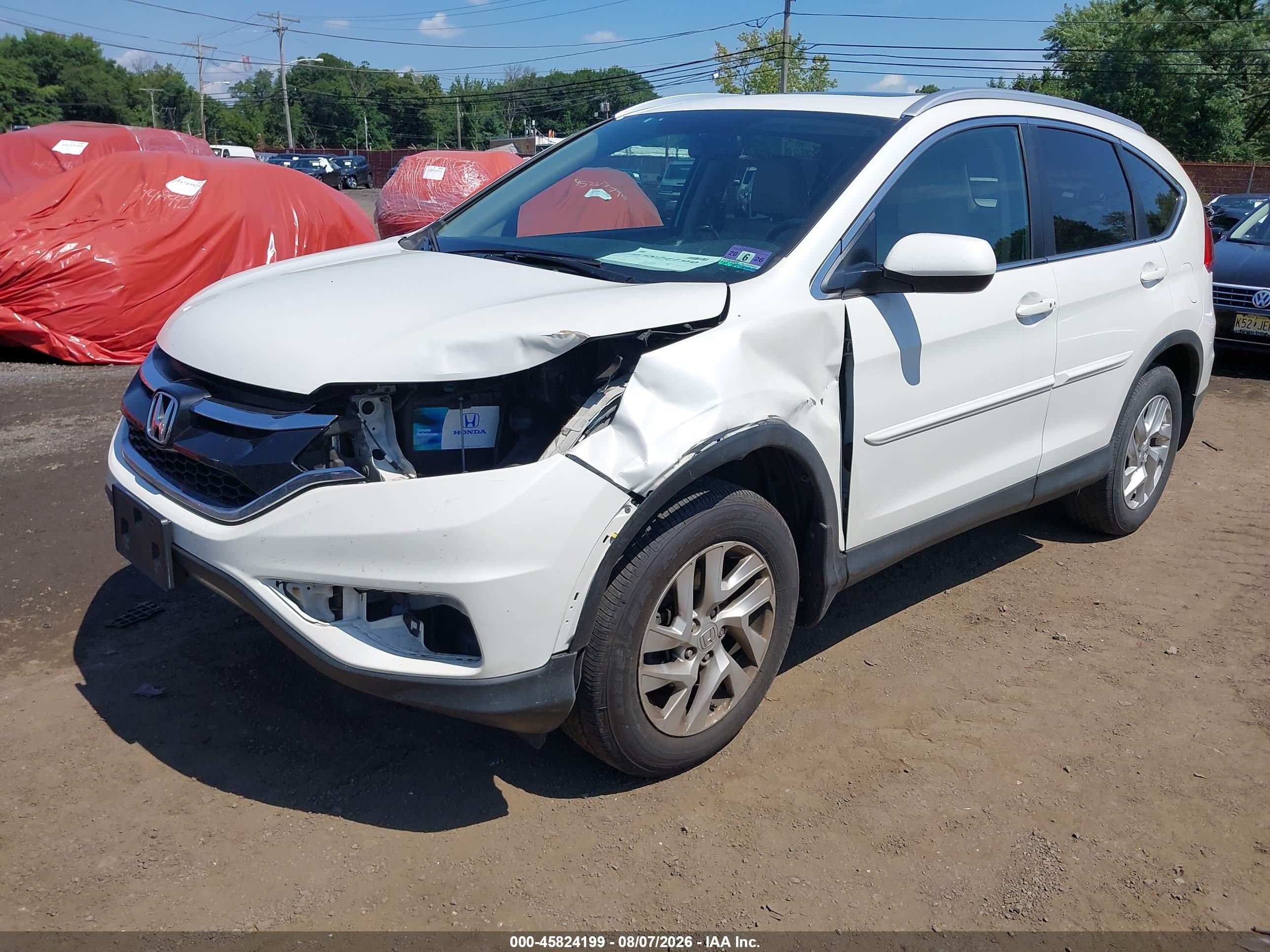 2015 Honda Cr-v Ex-l White vin: 5J6RM4H78FL054250