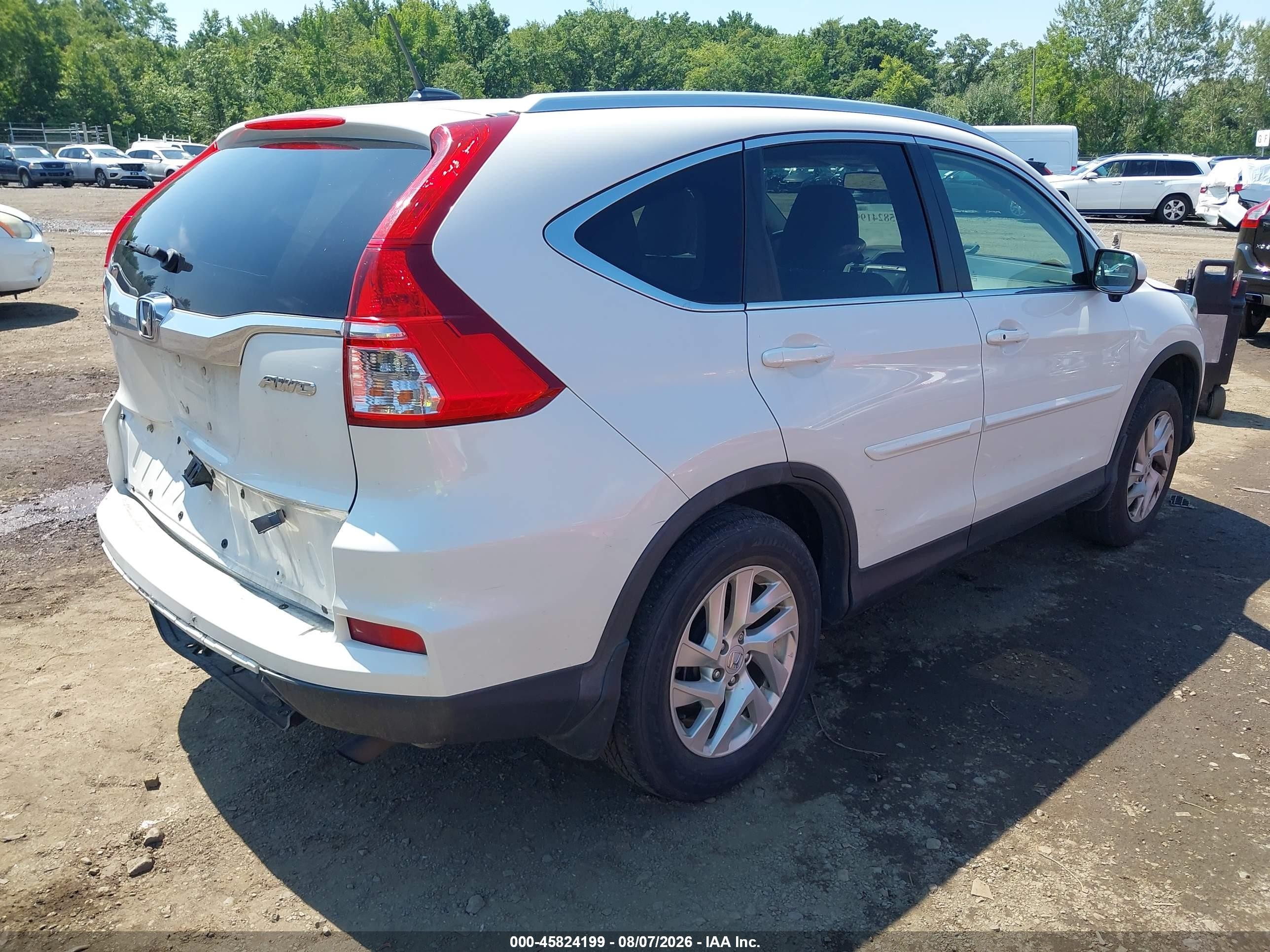 2015 Honda Cr-v Ex-l White vin: 5J6RM4H78FL054250