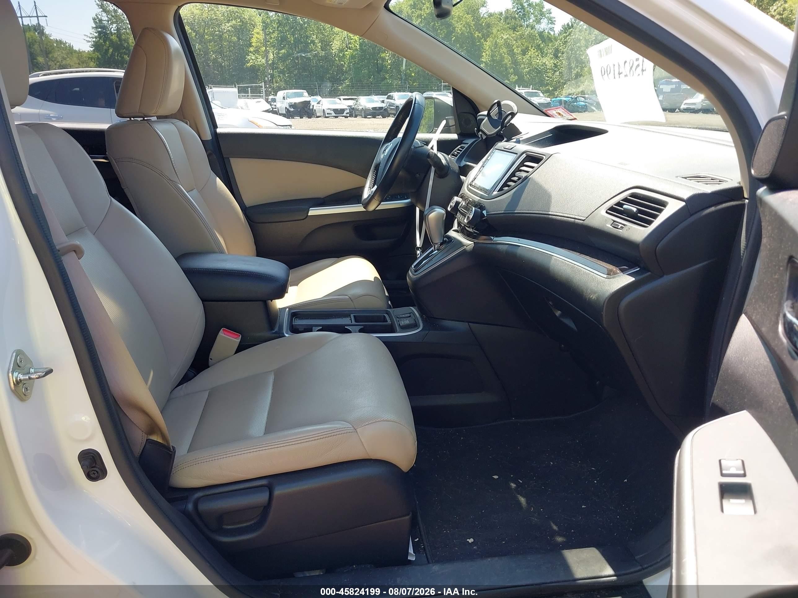 2015 Honda Cr-v Ex-l White vin: 5J6RM4H78FL054250