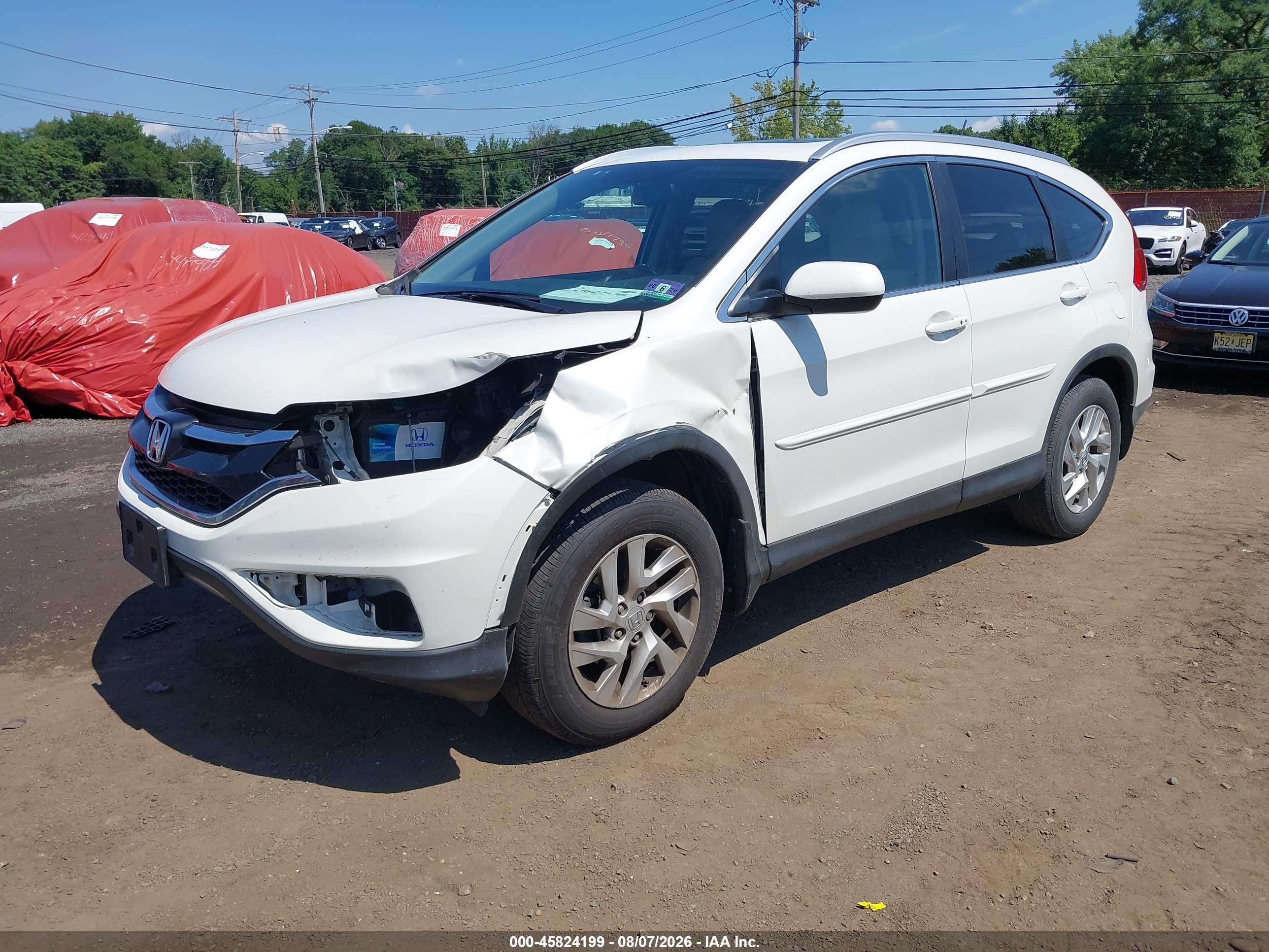 2015 Honda Cr-v Ex-l White vin: 5J6RM4H78FL054250