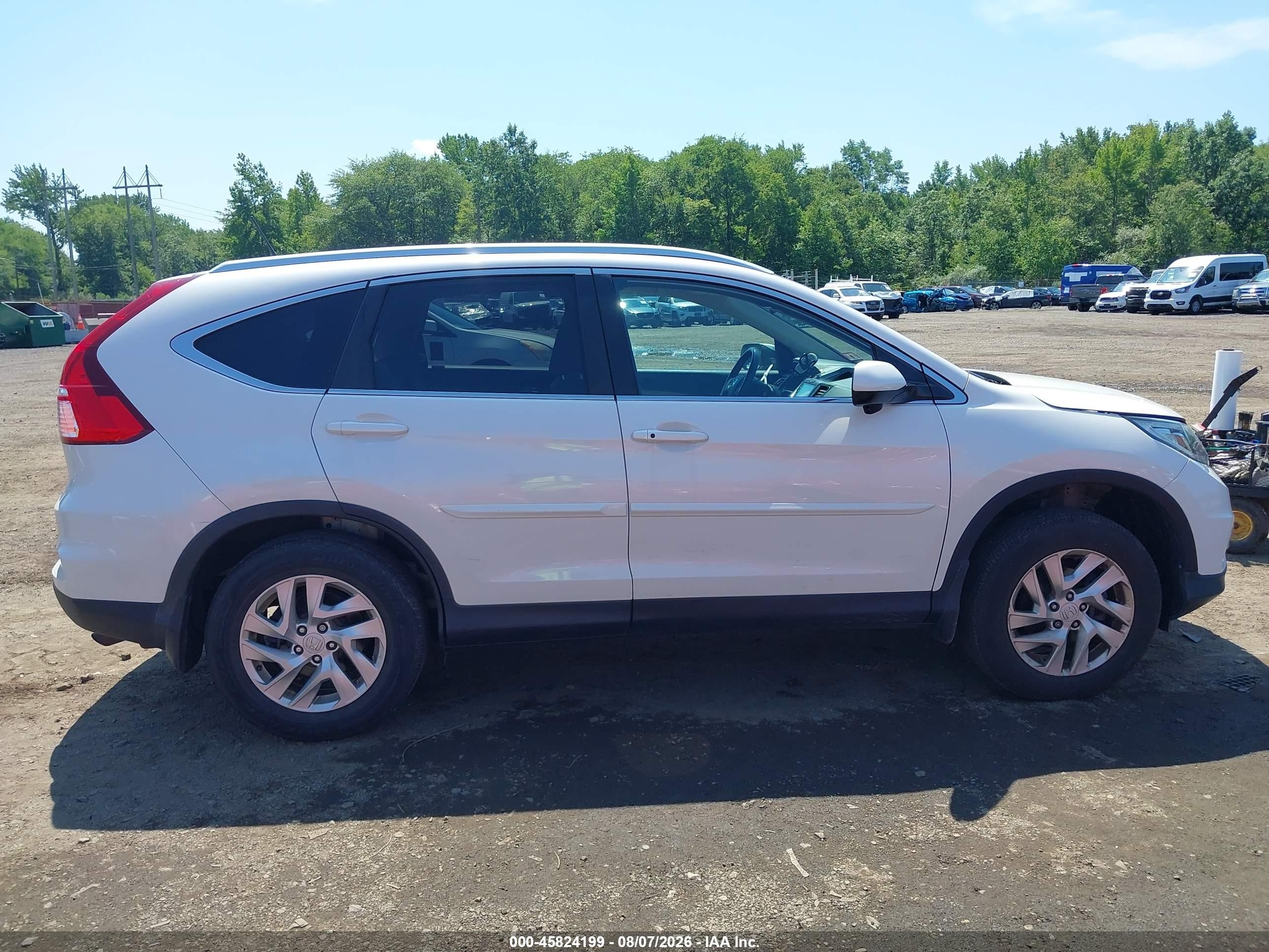 2015 Honda Cr-v Ex-l White vin: 5J6RM4H78FL054250