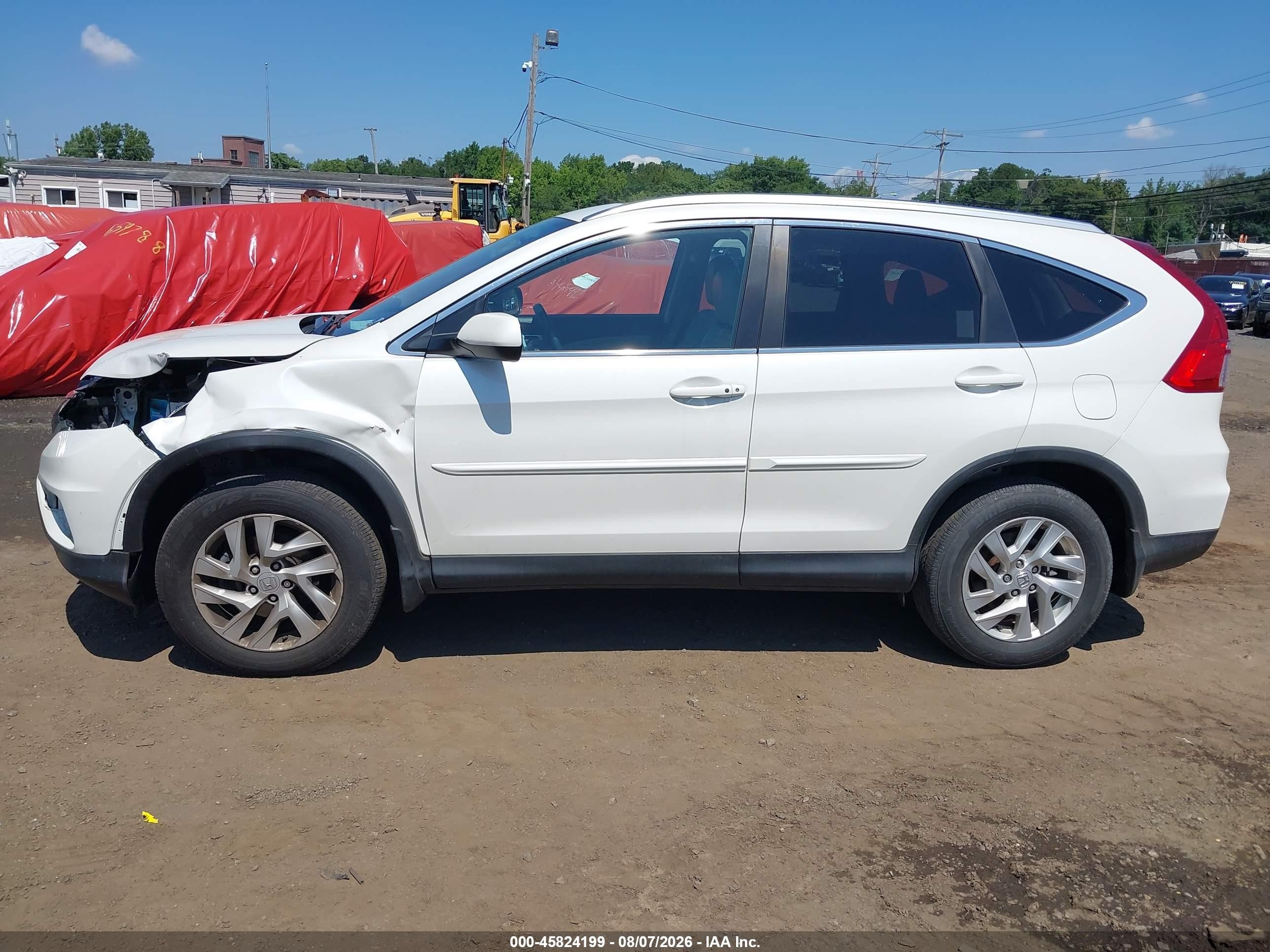 2015 Honda Cr-v Ex-l White vin: 5J6RM4H78FL054250
