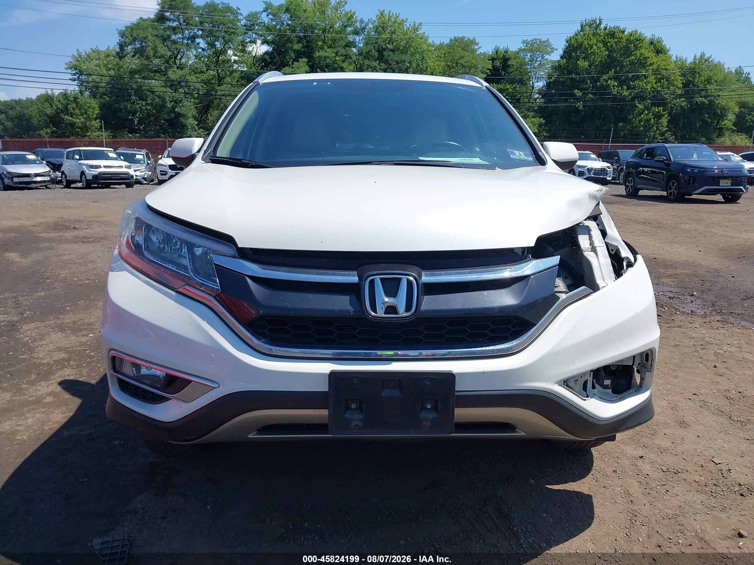 2015 Honda Cr-v Ex-l White vin: 5J6RM4H78FL054250