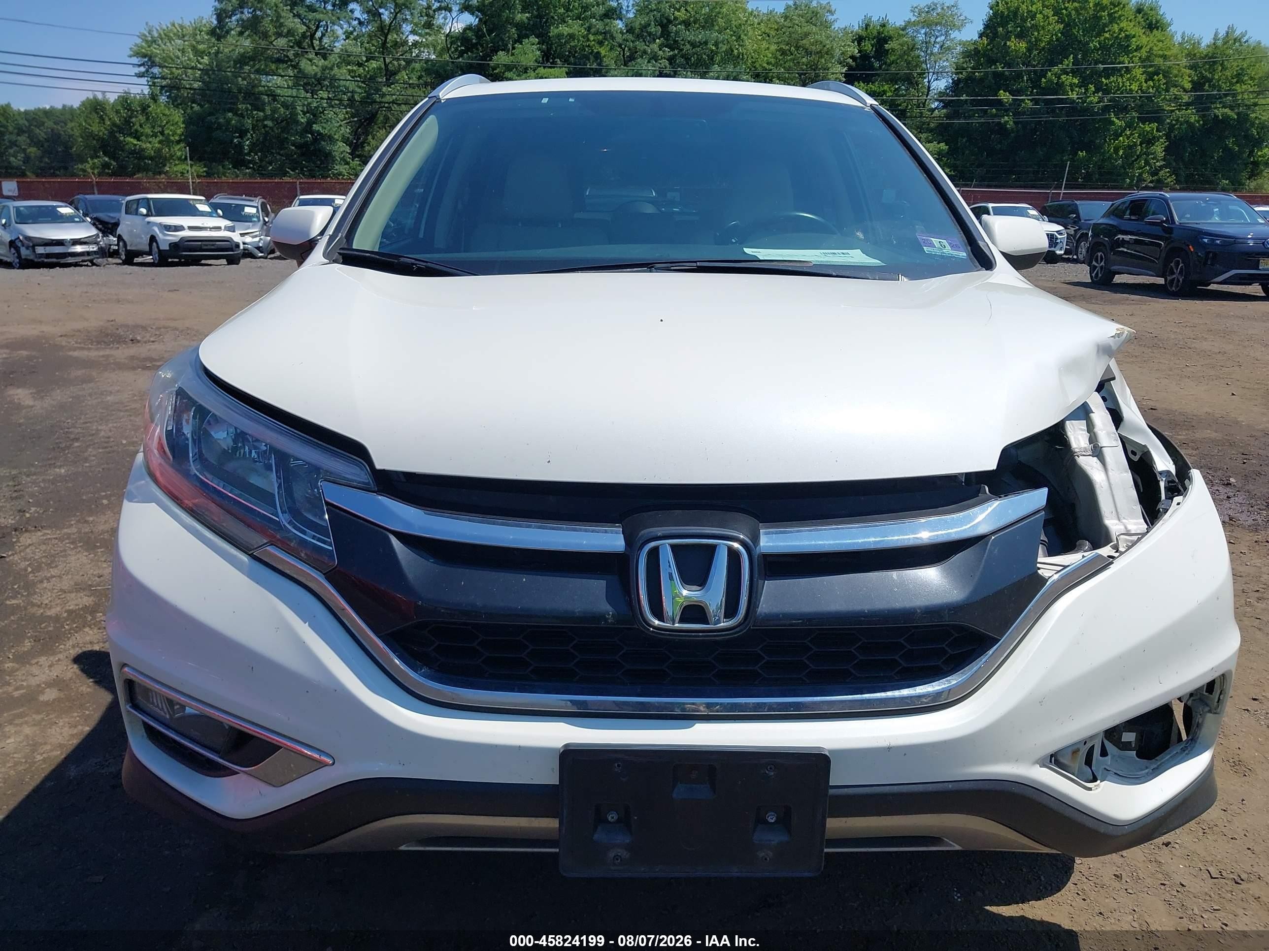 2015 Honda Cr-v Ex-l White vin: 5J6RM4H78FL054250