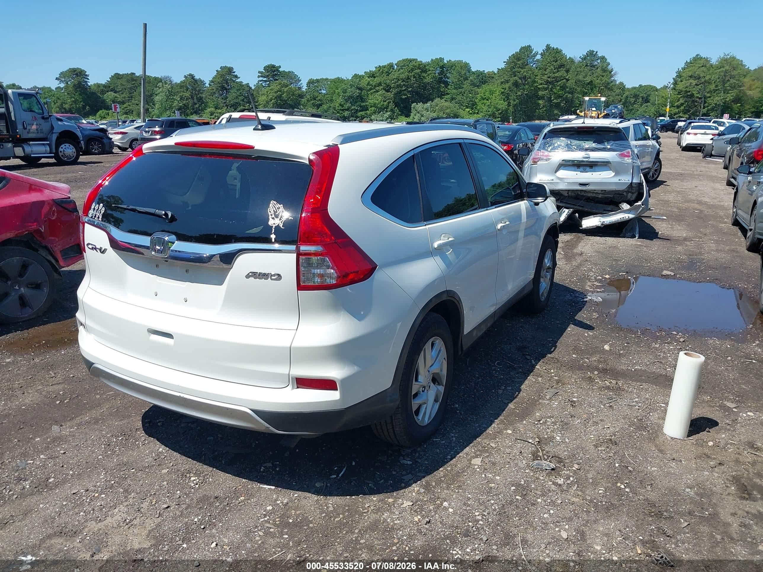 2015 Honda Cr-v Ex-l White vin: 5J6RM4H78FL061912