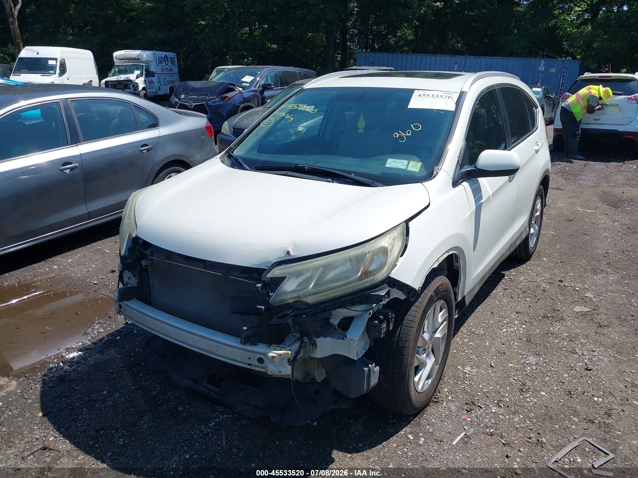2015 Honda Cr-v Ex-l White vin: 5J6RM4H78FL061912