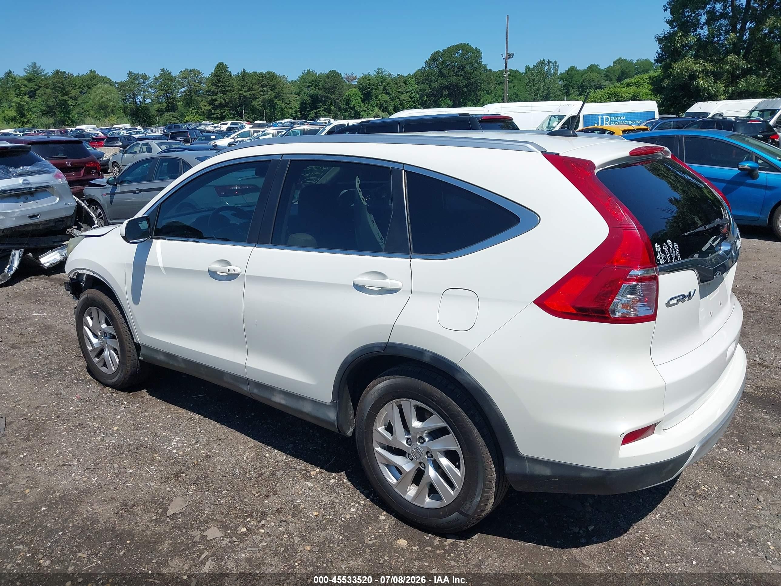 2015 Honda Cr-v Ex-l White vin: 5J6RM4H78FL061912