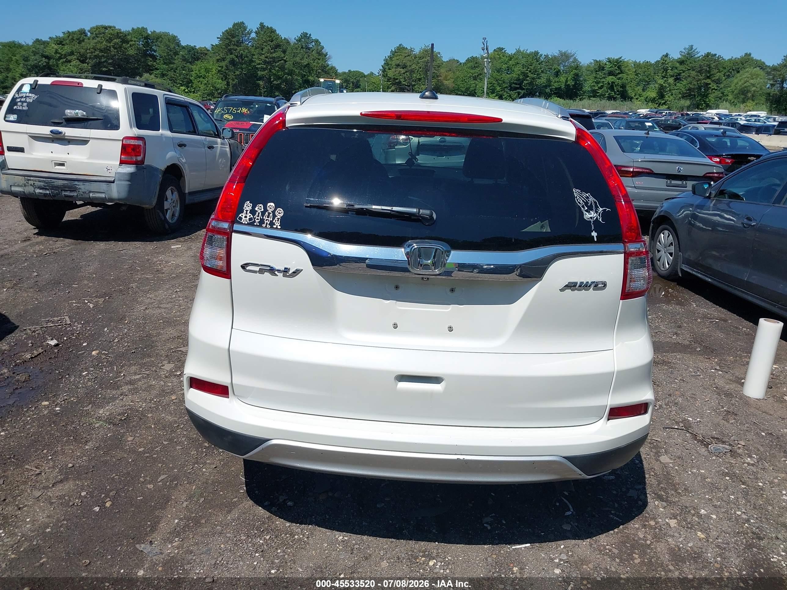 2015 Honda Cr-v Ex-l White vin: 5J6RM4H78FL061912