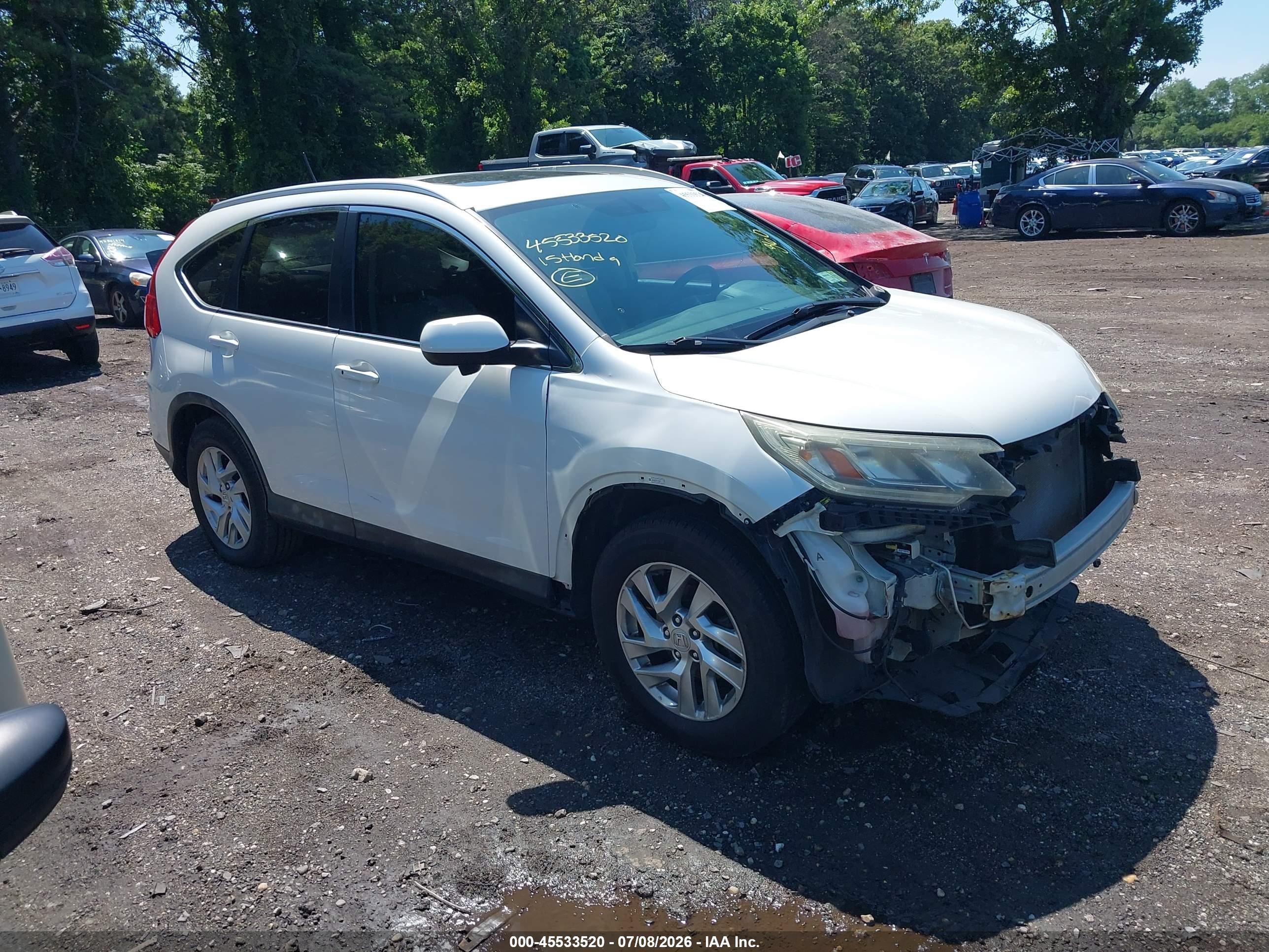 2015 Honda Cr-v Ex-l White vin: 5J6RM4H78FL061912
