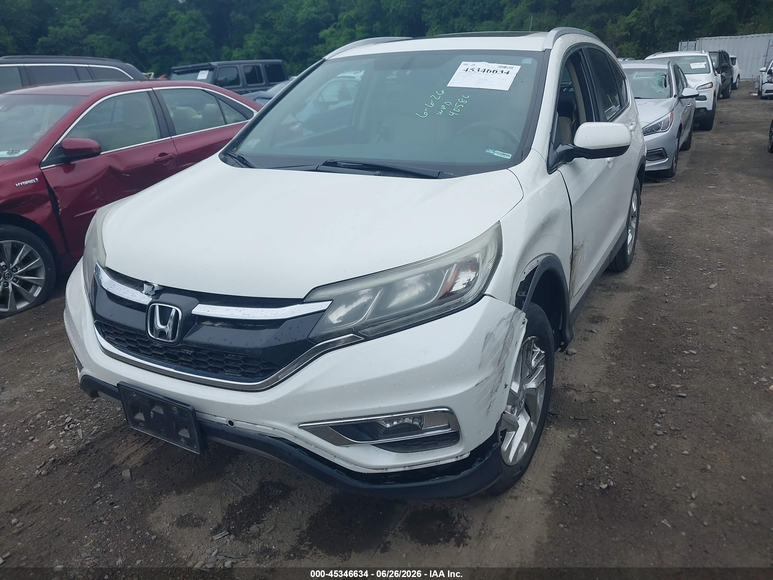 2015 Honda Cr-v Ex-l Белый vin: 5J6RM4H78FL066253