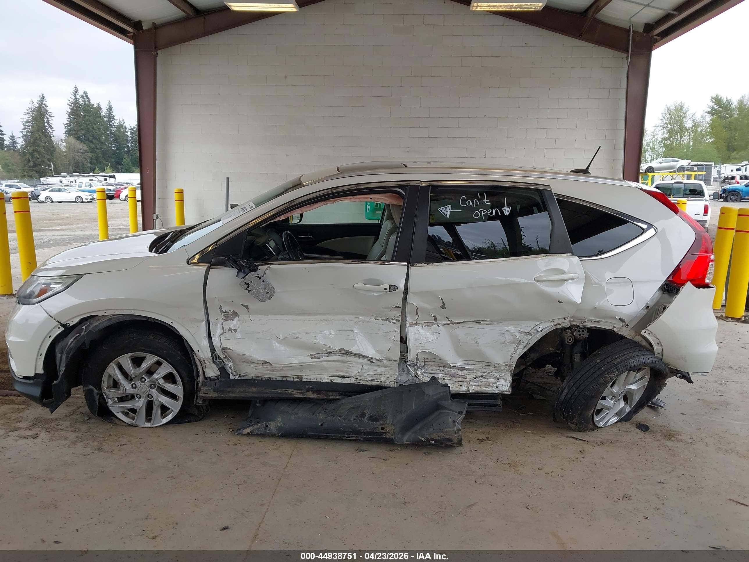 2015 Honda Cr-v Ex-l White vin: 5J6RM4H78FL085210
