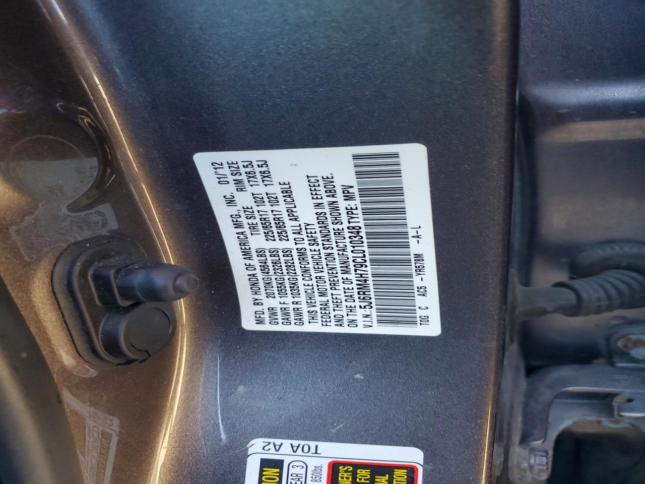 2012 Honda Cr-v Exl Brown vin: 5J6RM4H79CL010348