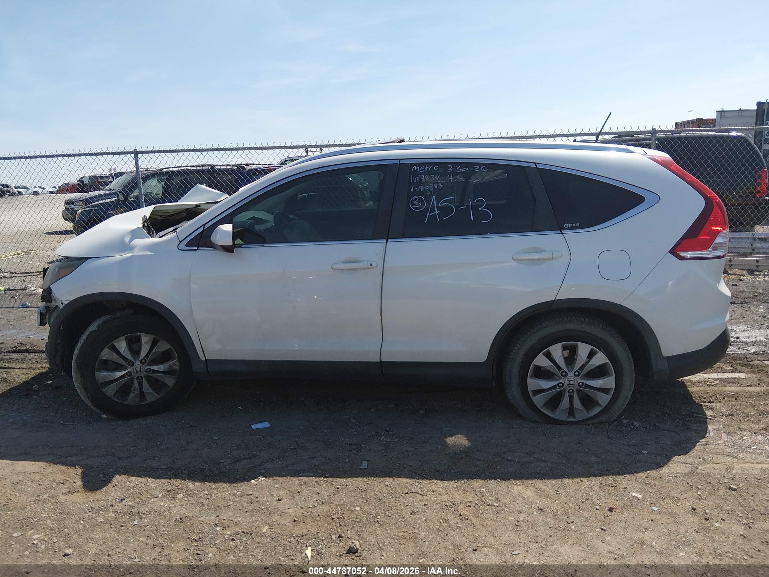 2012 Honda Cr-v Ex-l Белый vin: 5J6RM4H79CL080383