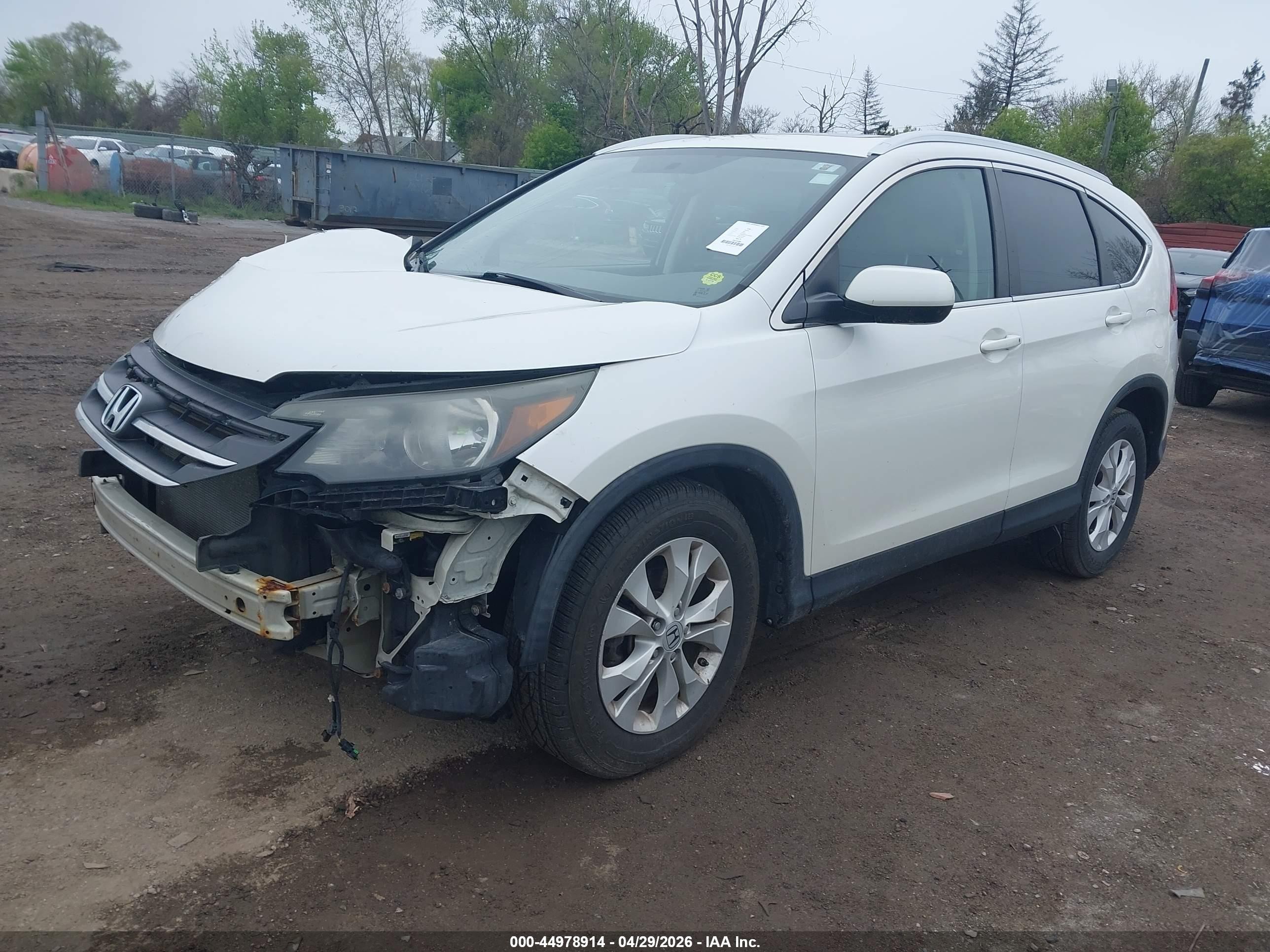 2013 Honda Cr-v Ex-l White vin: 5J6RM4H79DL008438