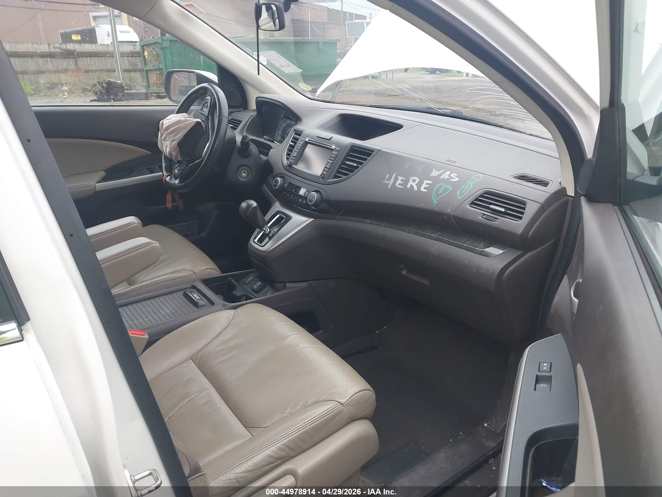 2013 Honda Cr-v Ex-l White vin: 5J6RM4H79DL008438