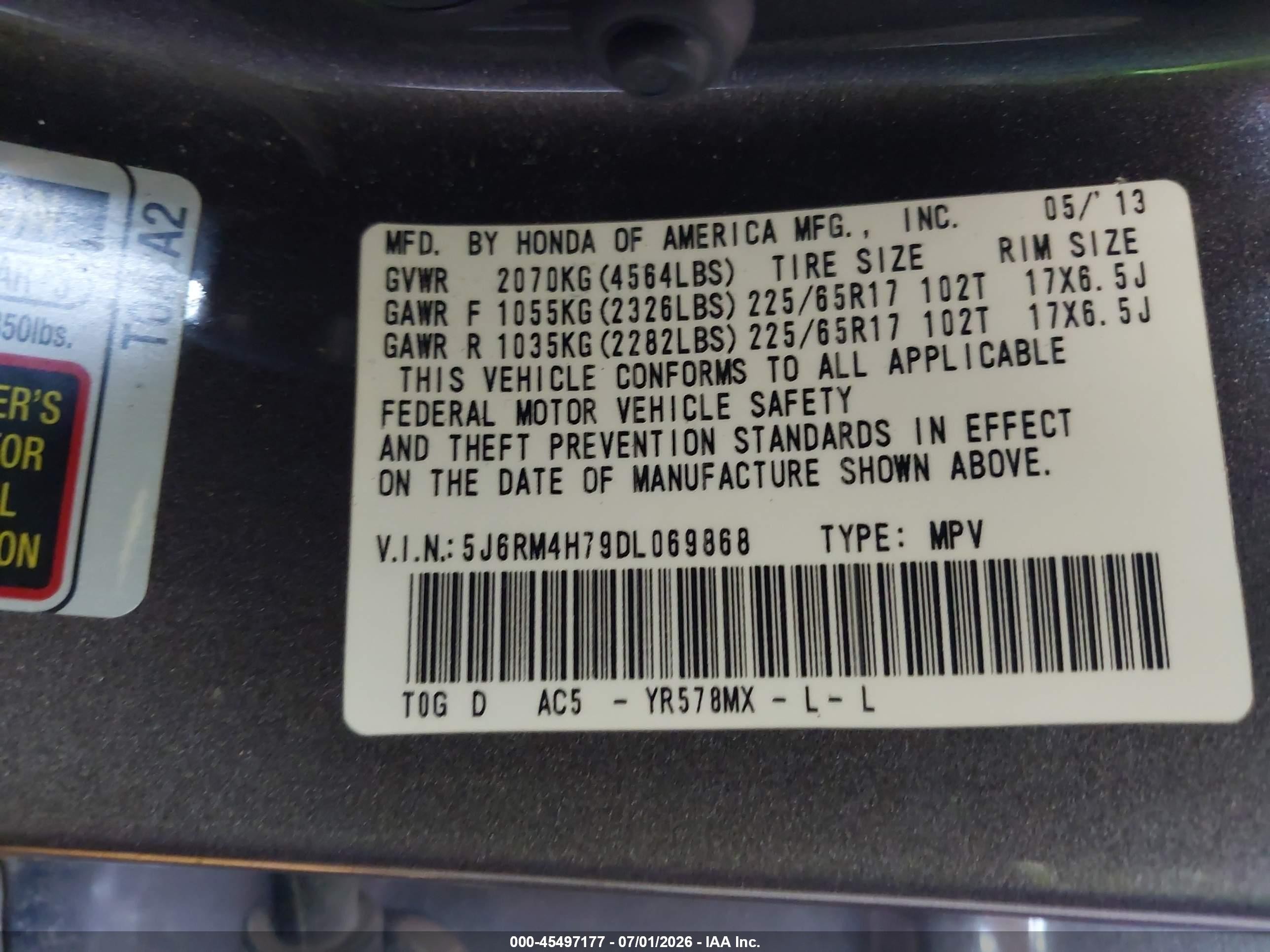 2013 Honda Cr-v Ex-l Brown vin: 5J6RM4H79DL069868
