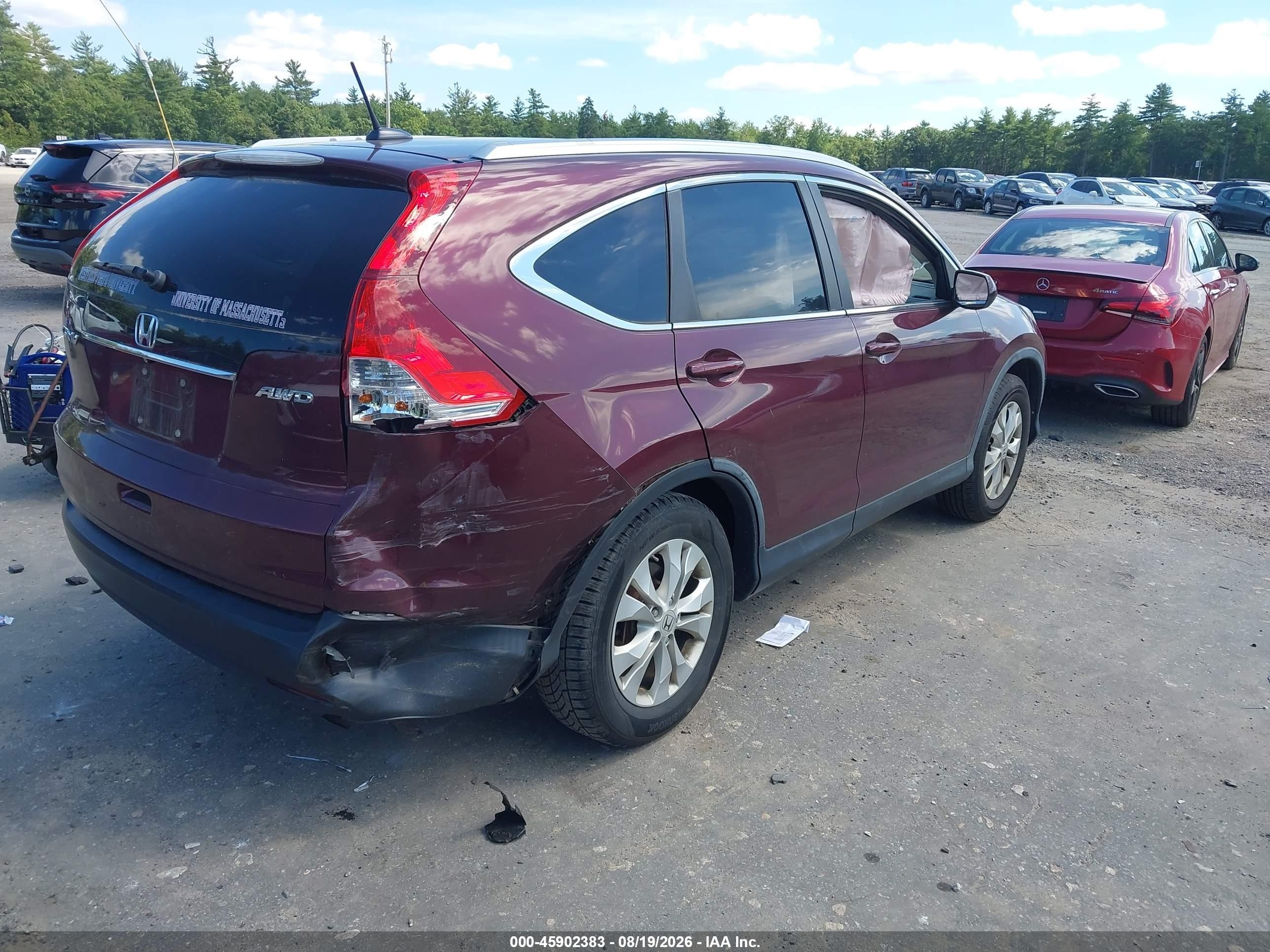 2013 Honda Cr-v Ex-l Red vin: 5J6RM4H79DL079235