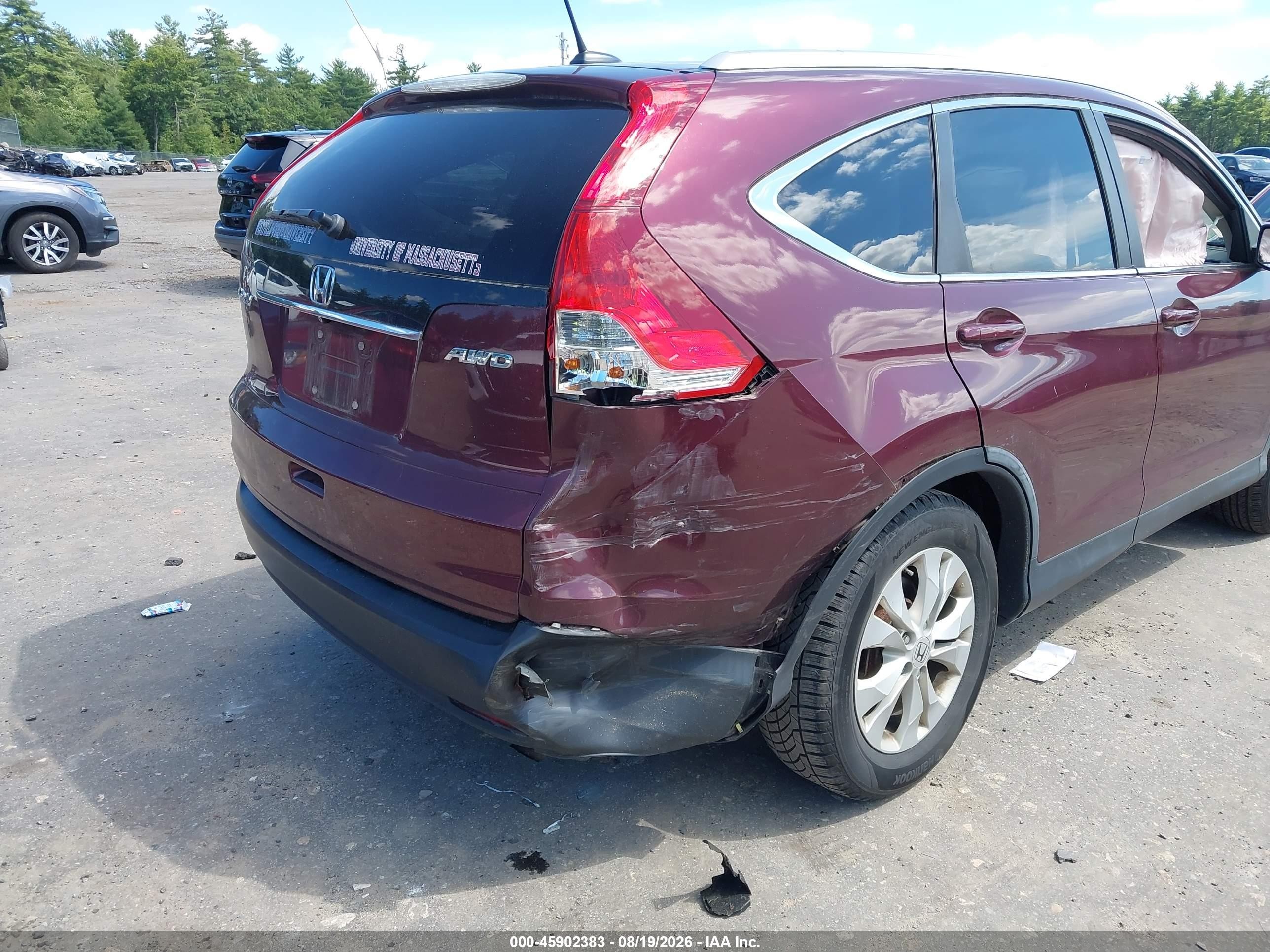 2013 Honda Cr-v Ex-l Red vin: 5J6RM4H79DL079235