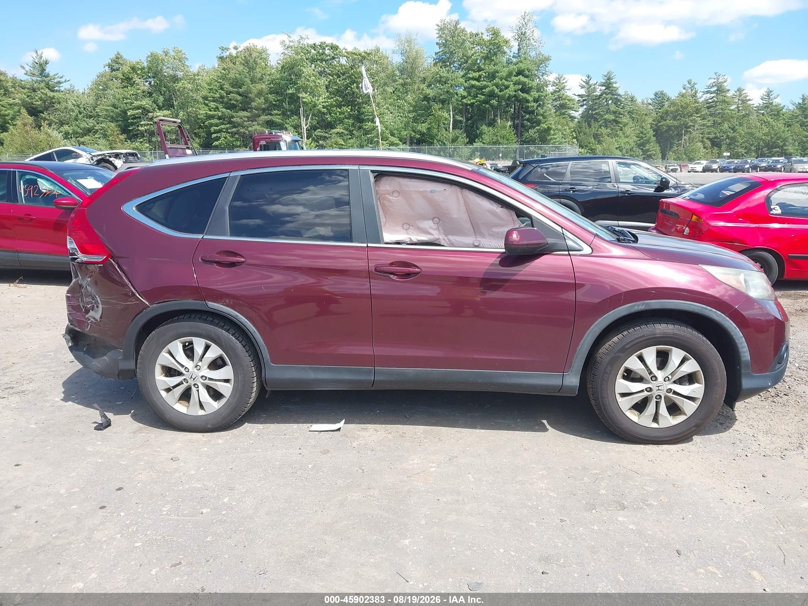 2013 Honda Cr-v Ex-l Red vin: 5J6RM4H79DL079235